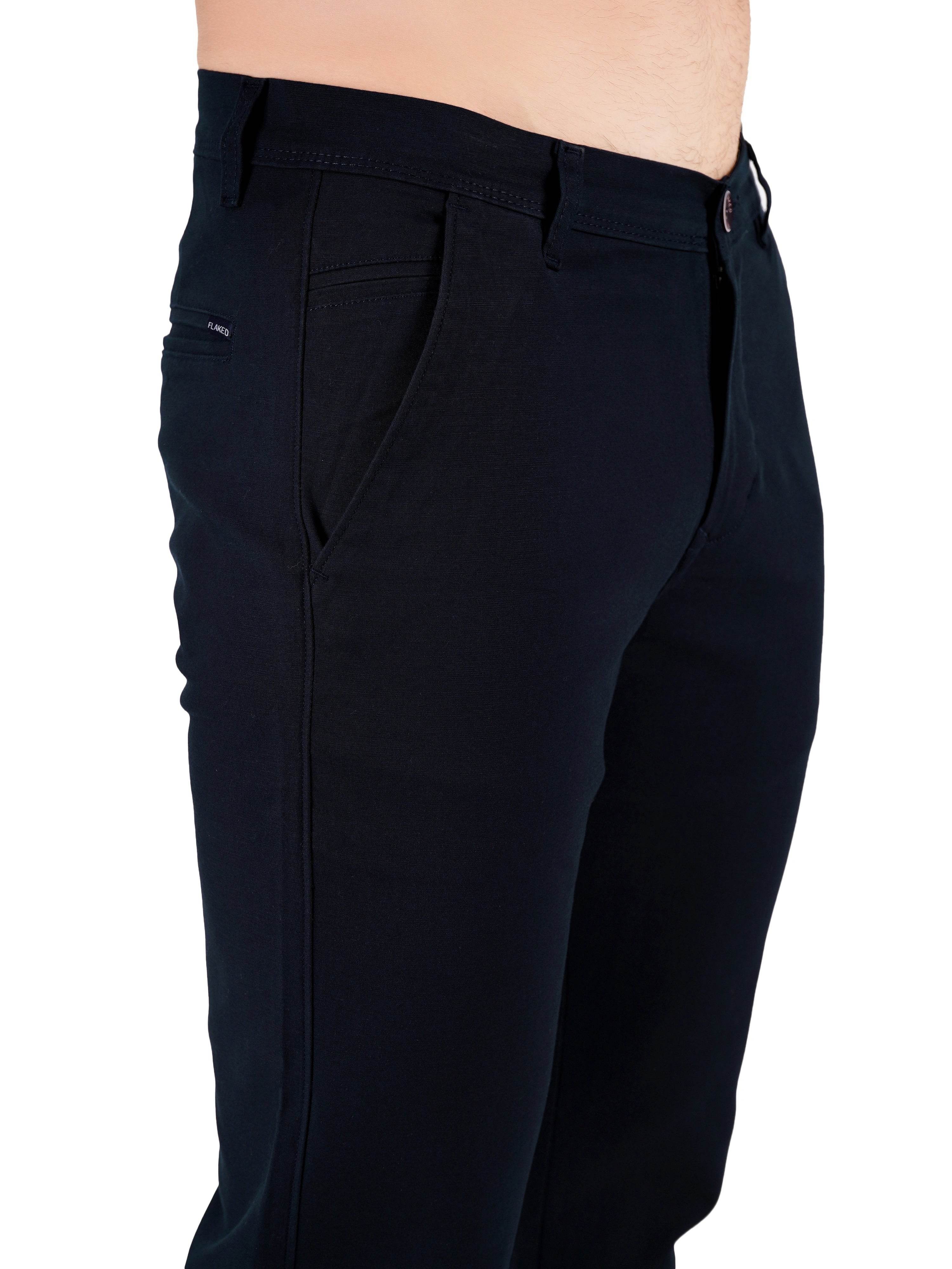 Organic Cotton Regular Fit Stretchable Trouser – Stormy Indigo - Flaked