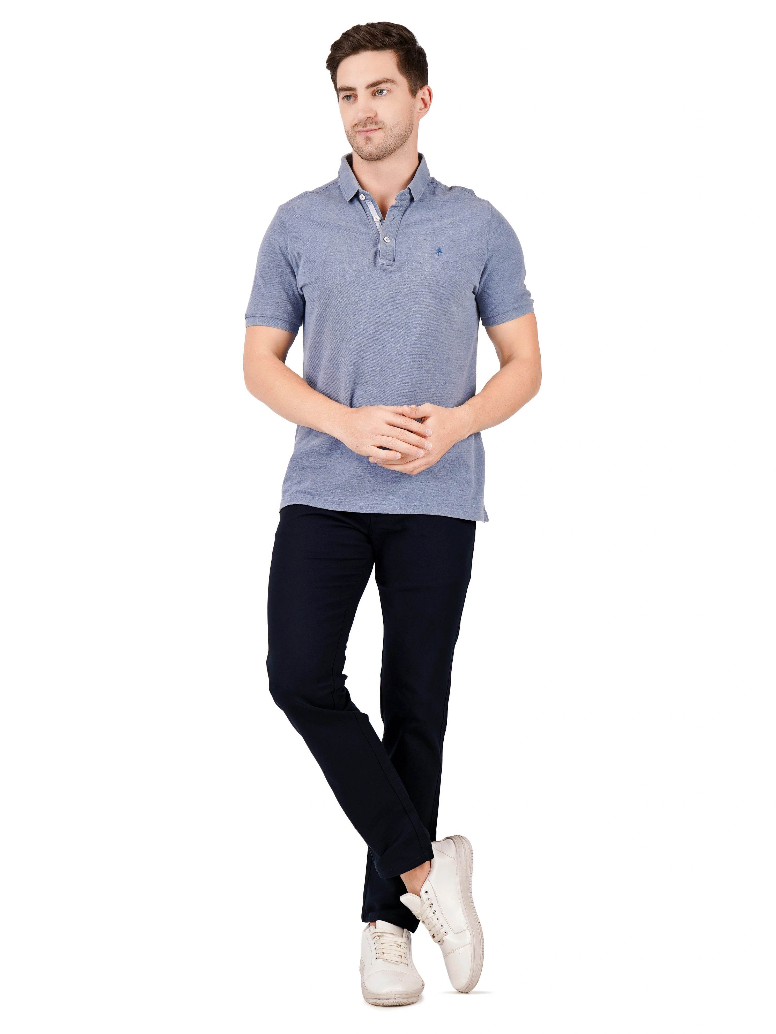 Organic Cotton Regular Fit Stretchable Trouser – Stormy Indigo - Flaked