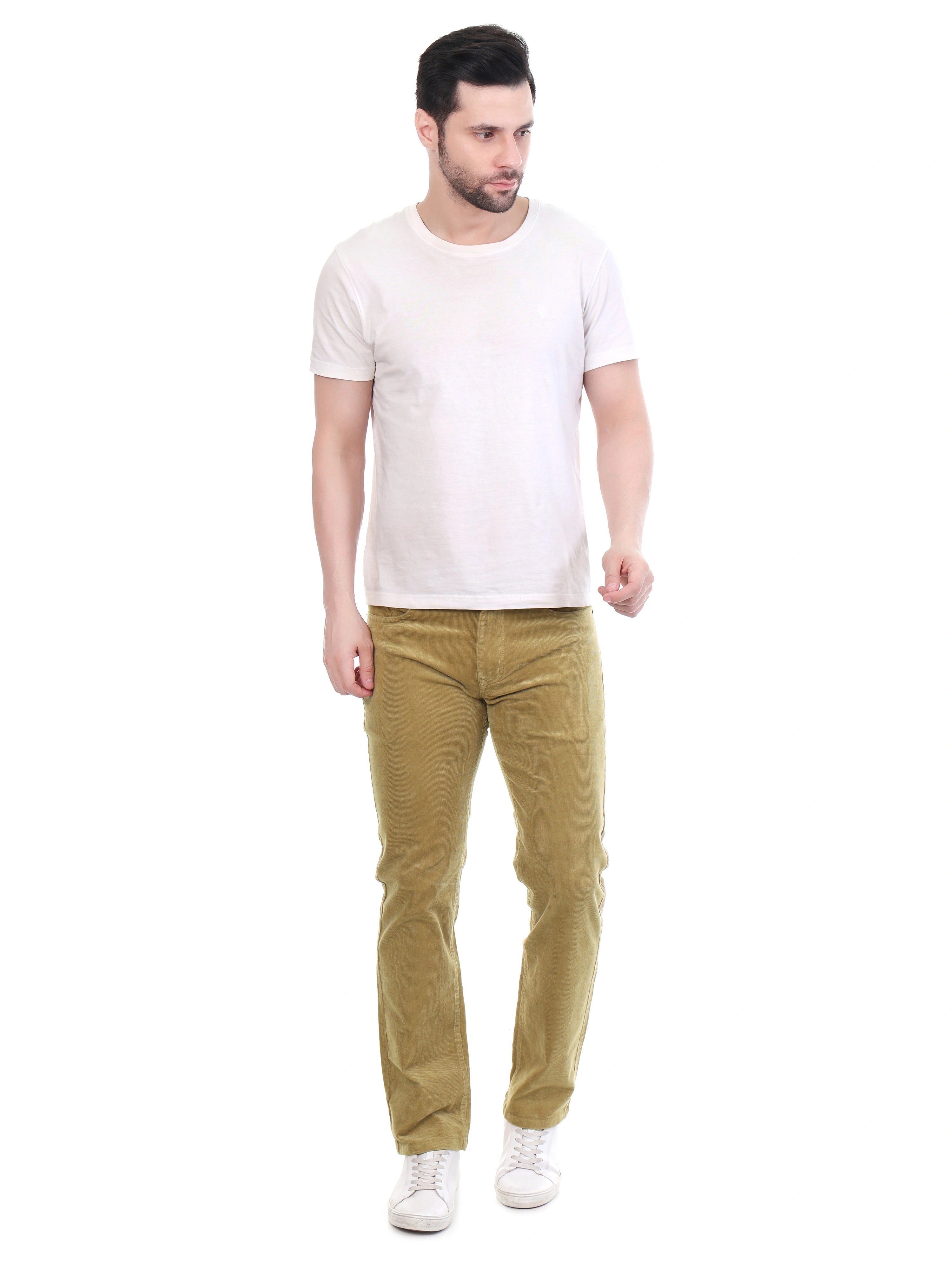 Corduroy Relaxed Fit Stretchable Jeans – Soft Khaki