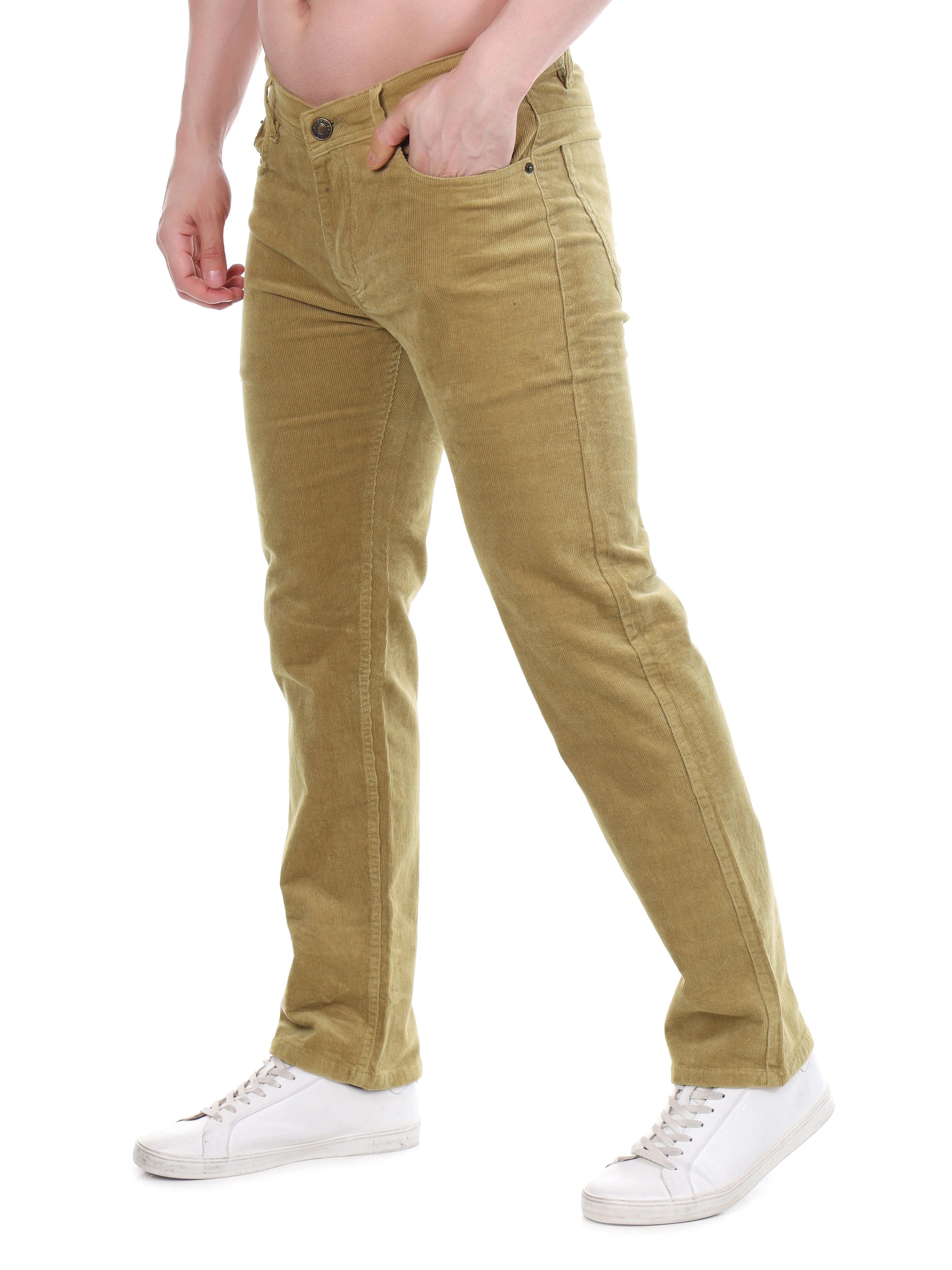 Corduroy Relaxed Fit Stretchable Jeans – Soft Khaki