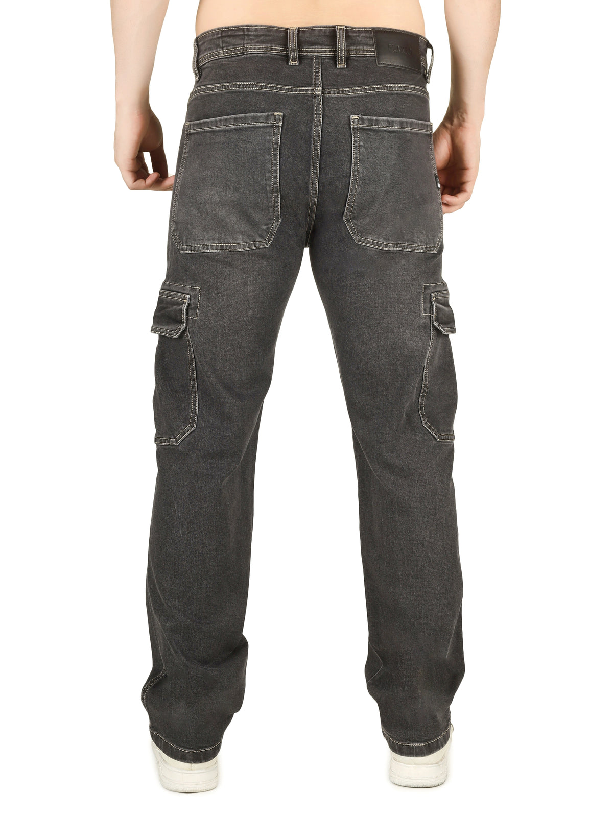 FLAKED Denim Cargo Relaxed Fit Jeans - Charcoal Noir