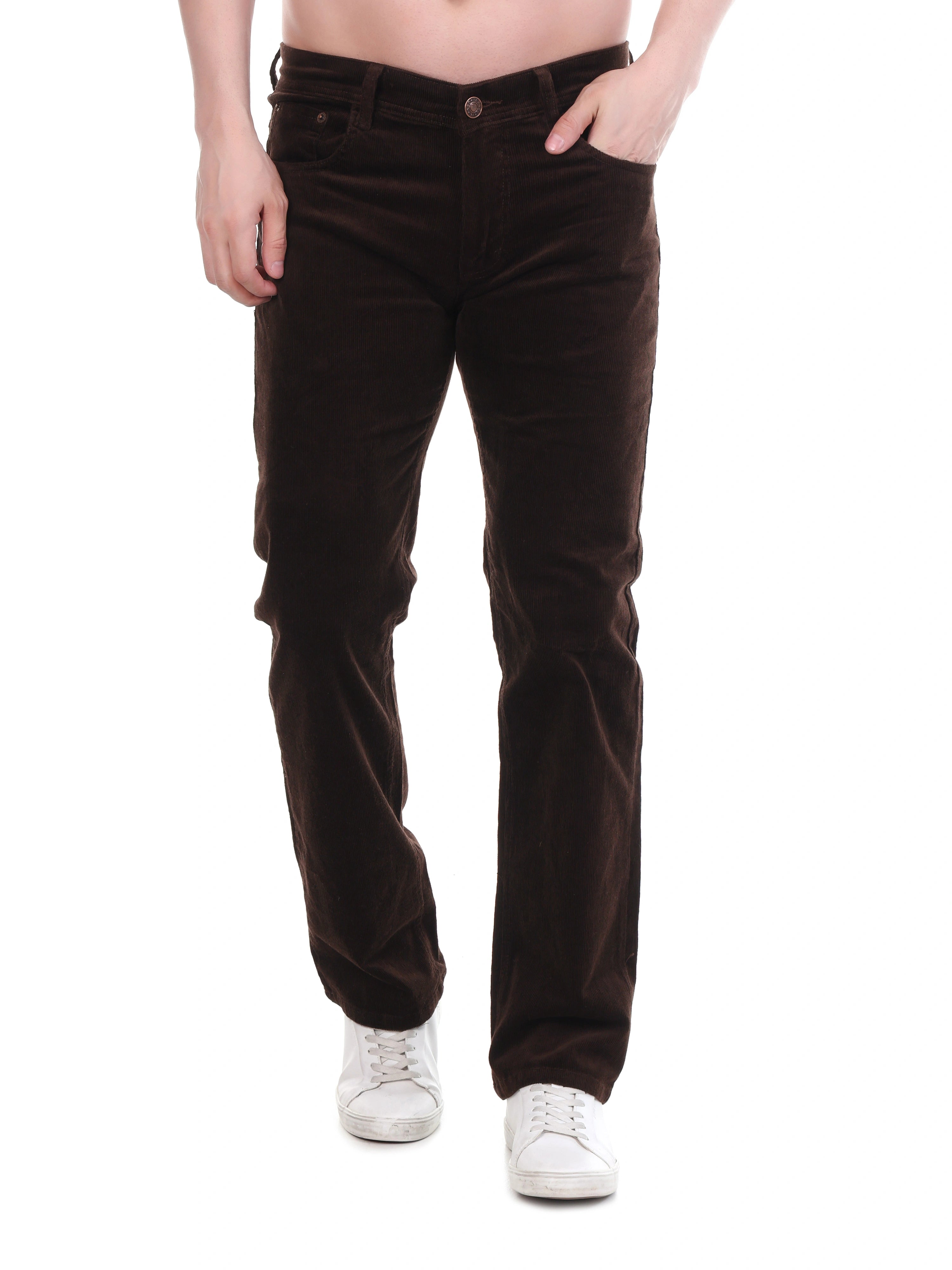 Corduroy Relaxed Fit Stretchable Jeans – Dark Roast