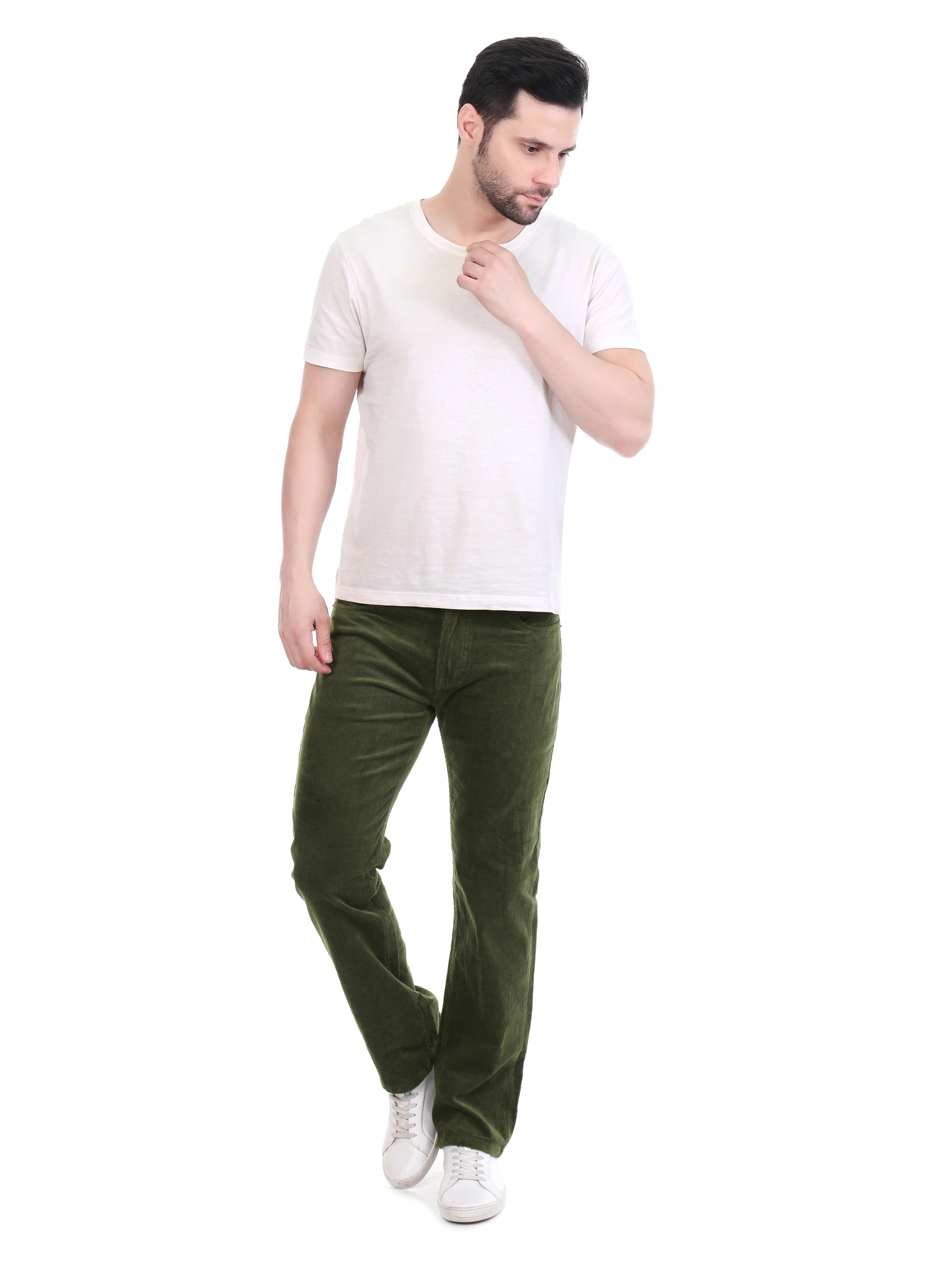 Corduroy Relaxed Fit Stretchable Jeans – Olive Grove