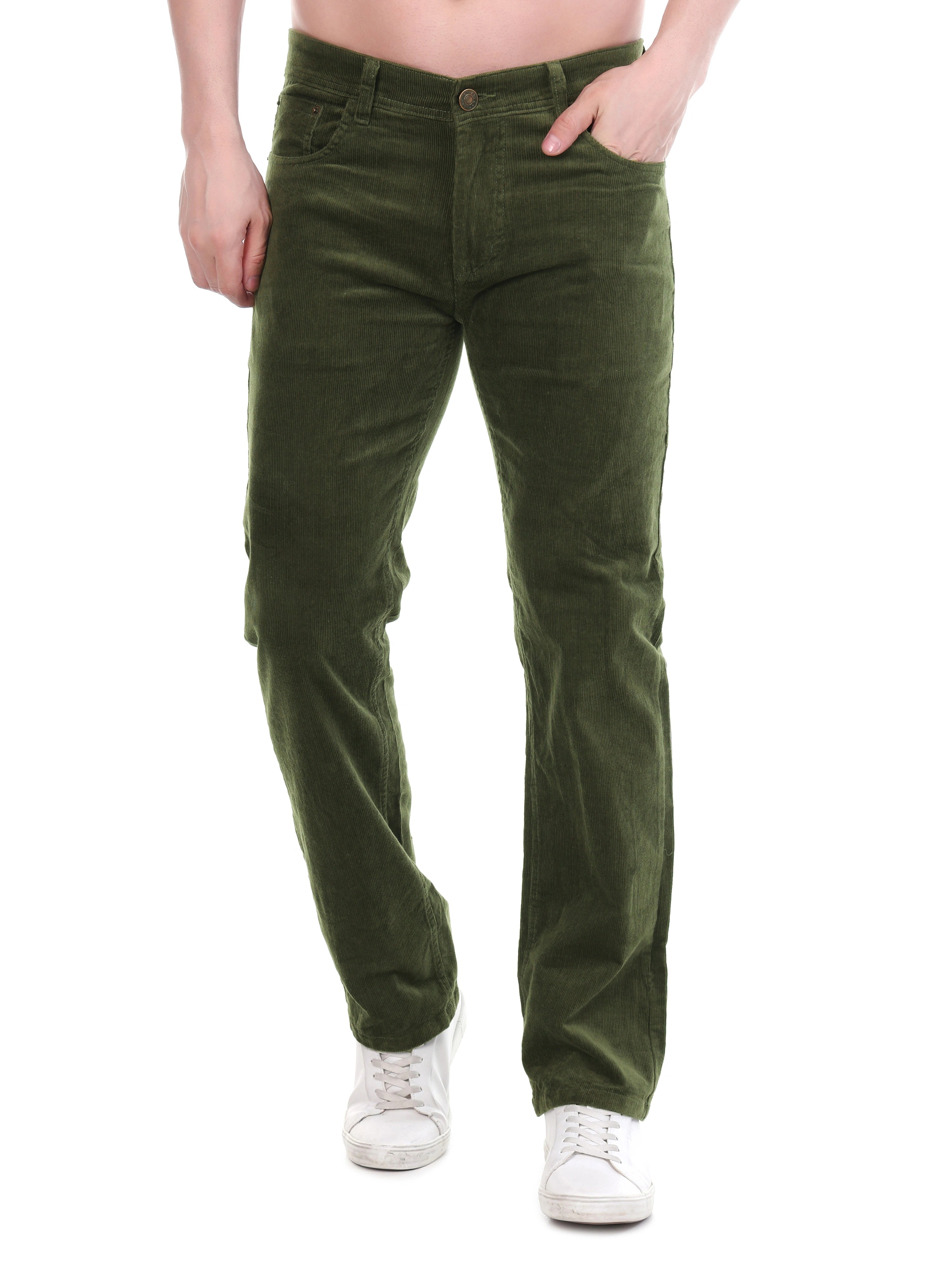 Corduroy Relaxed Fit Stretchable Jeans – Olive Grove