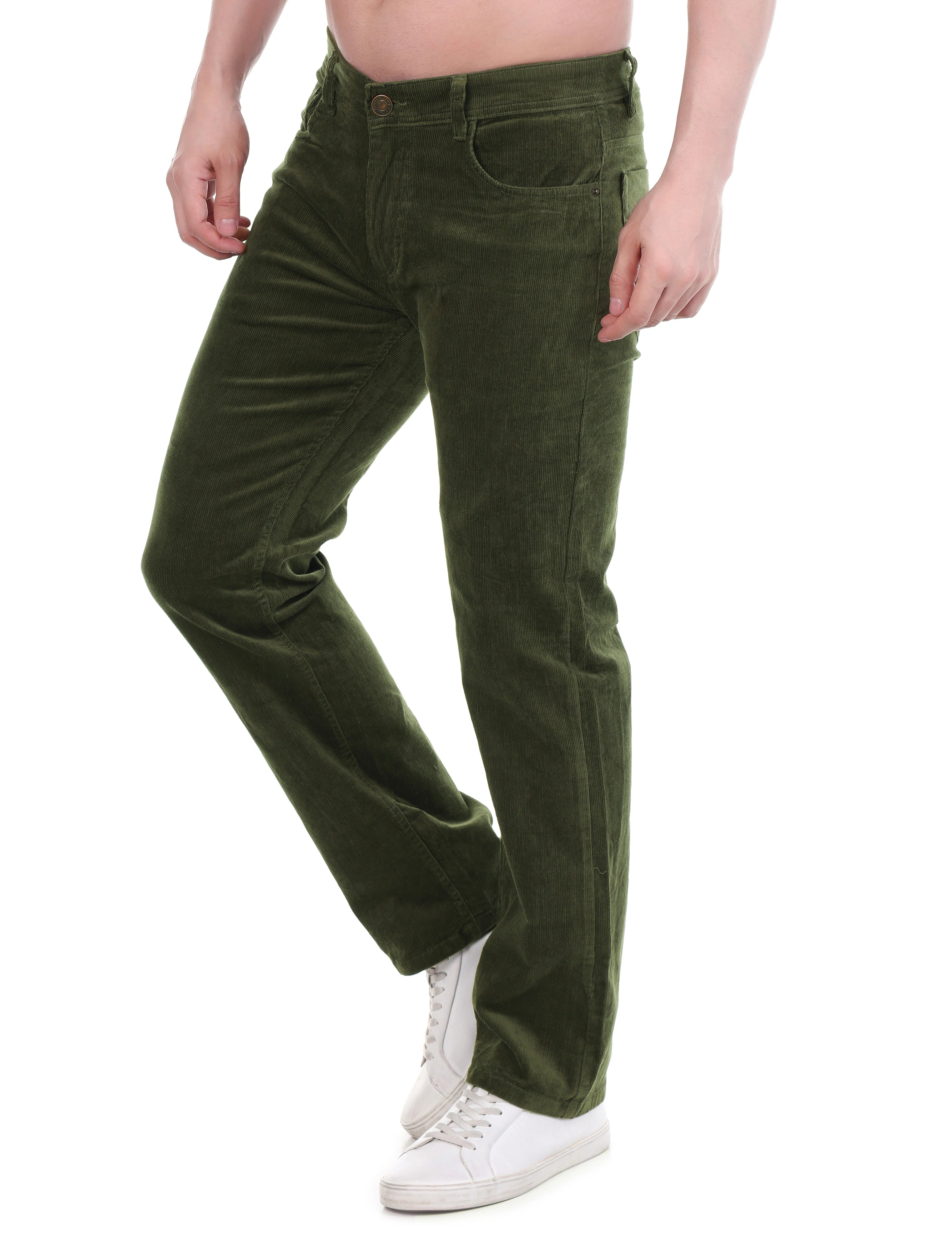 Corduroy Relaxed Fit Stretchable Jeans – Olive Grove