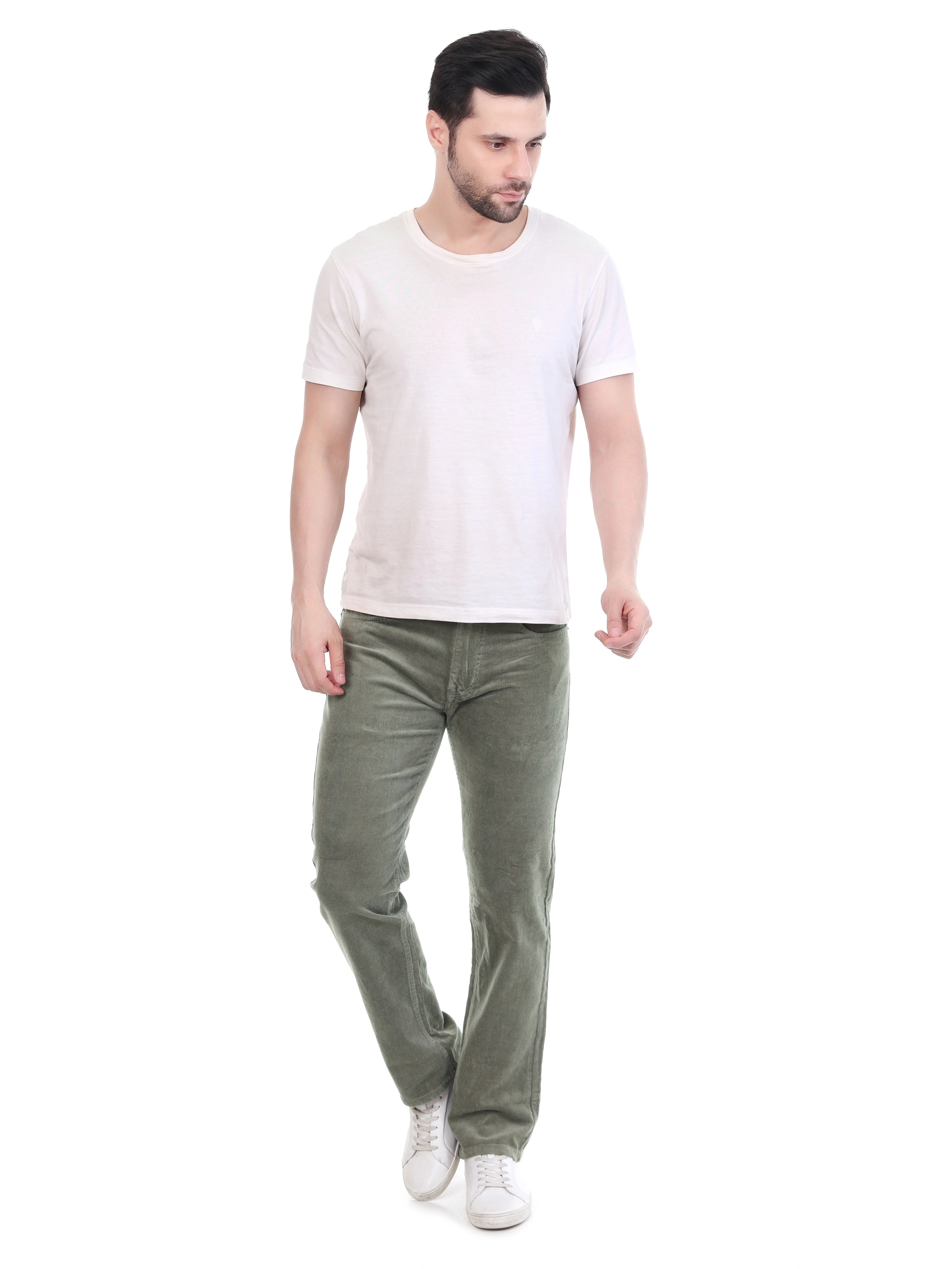 Corduroy Relaxed Fit Stretchable Jeans – Ash Grey