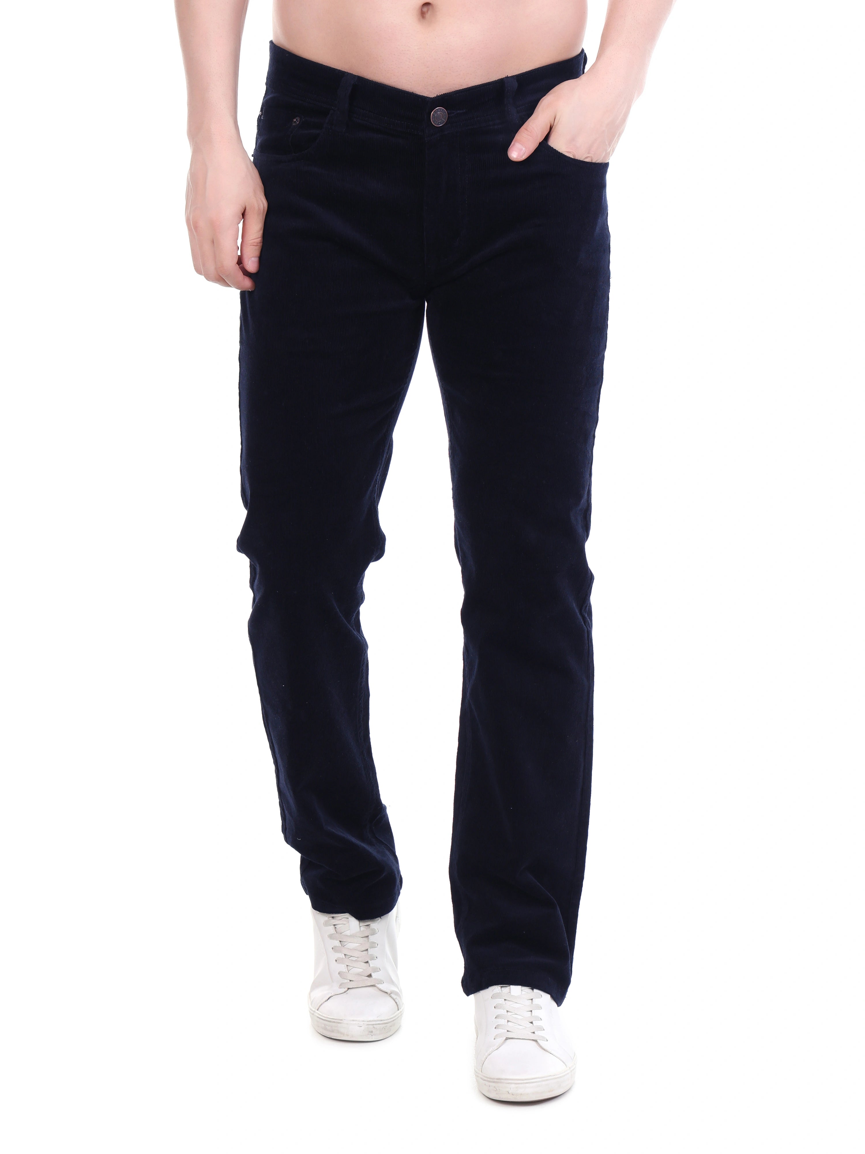 Corduroy Relaxed Fit Stretchable Jeans – Midnight Navy