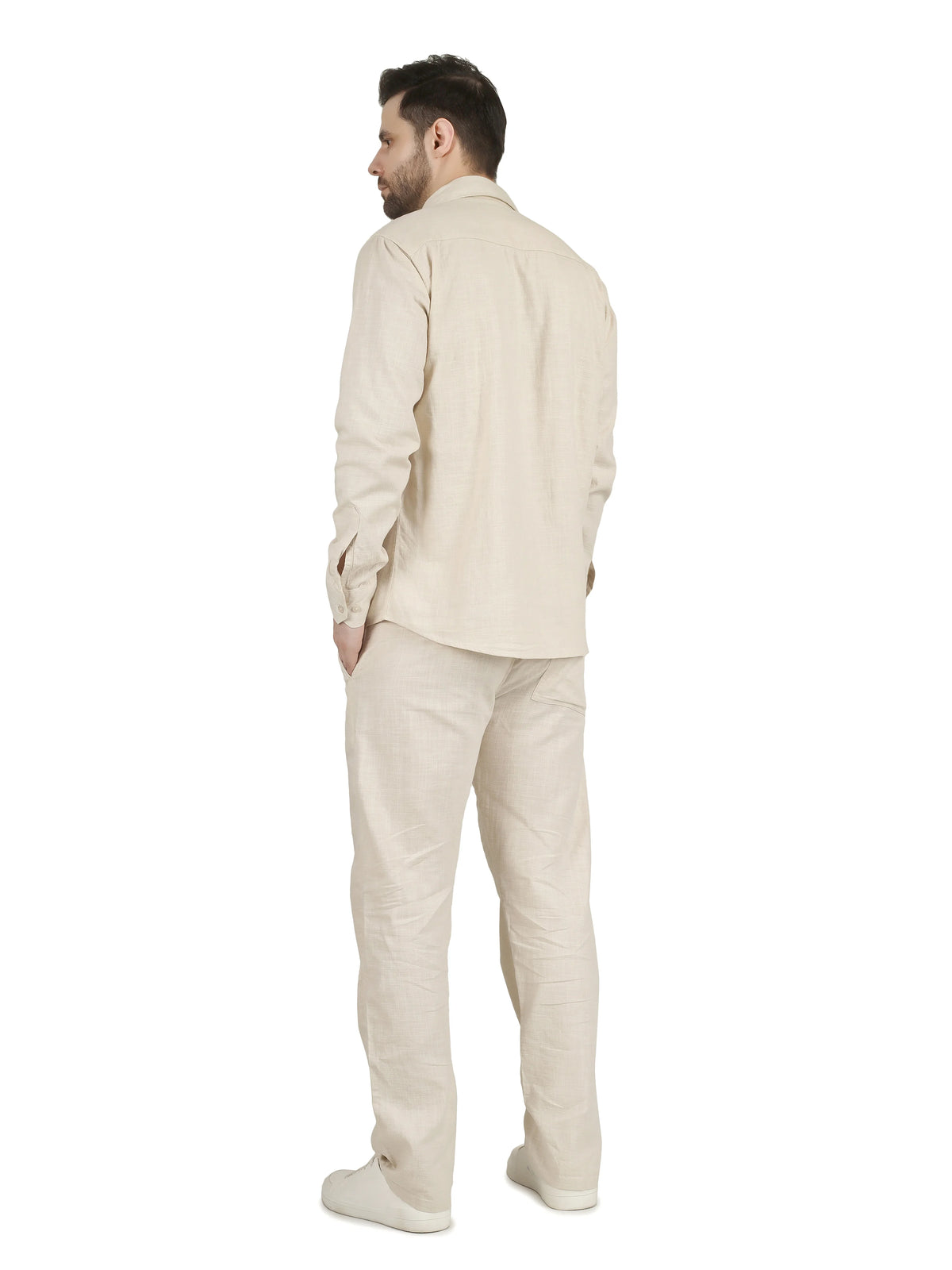 FLAKED Natural Linen Cotton Blend Cord Set - Ivory Sand