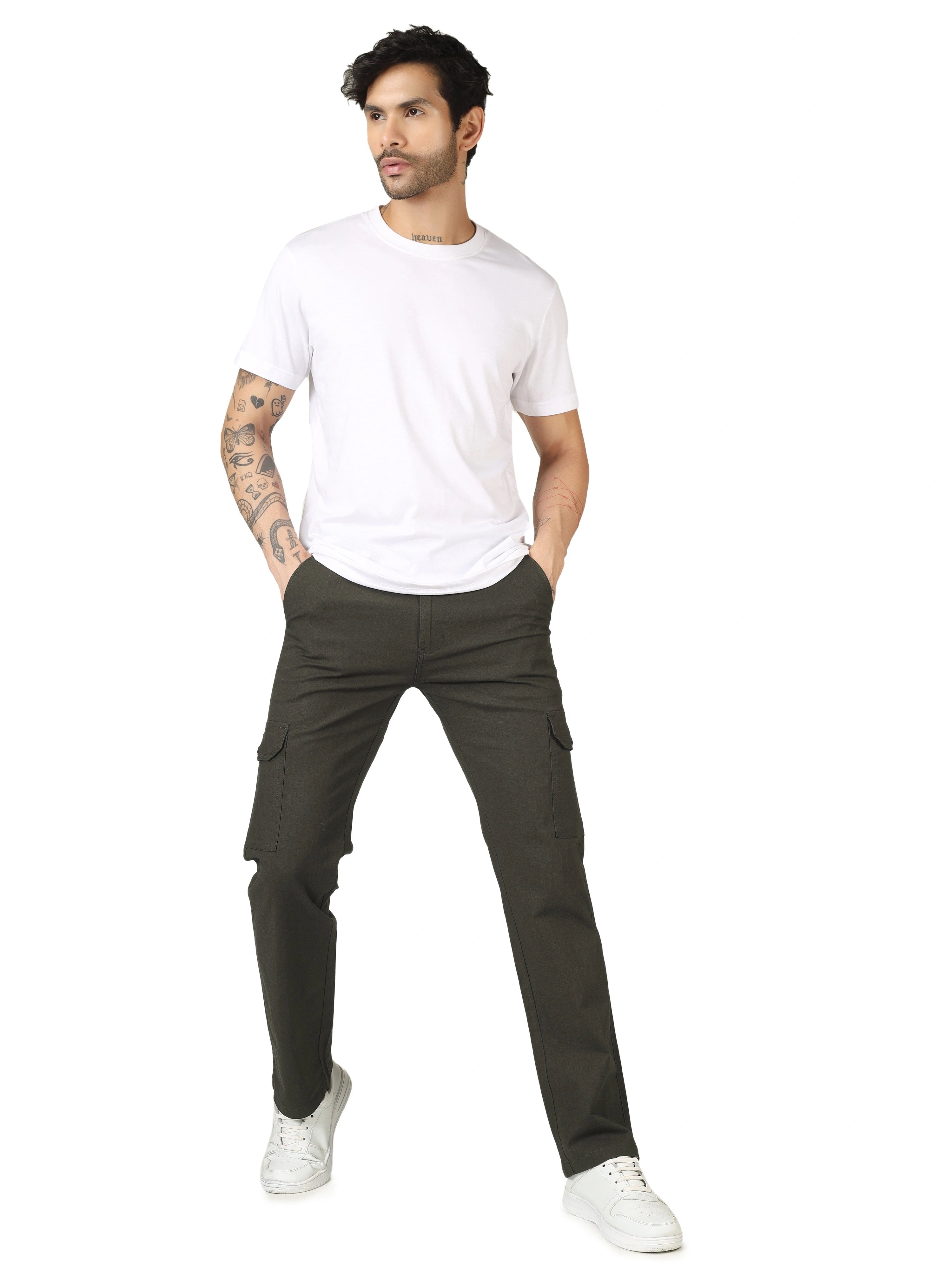 Linen Cargo Relaxed Fit -  Rifle Green