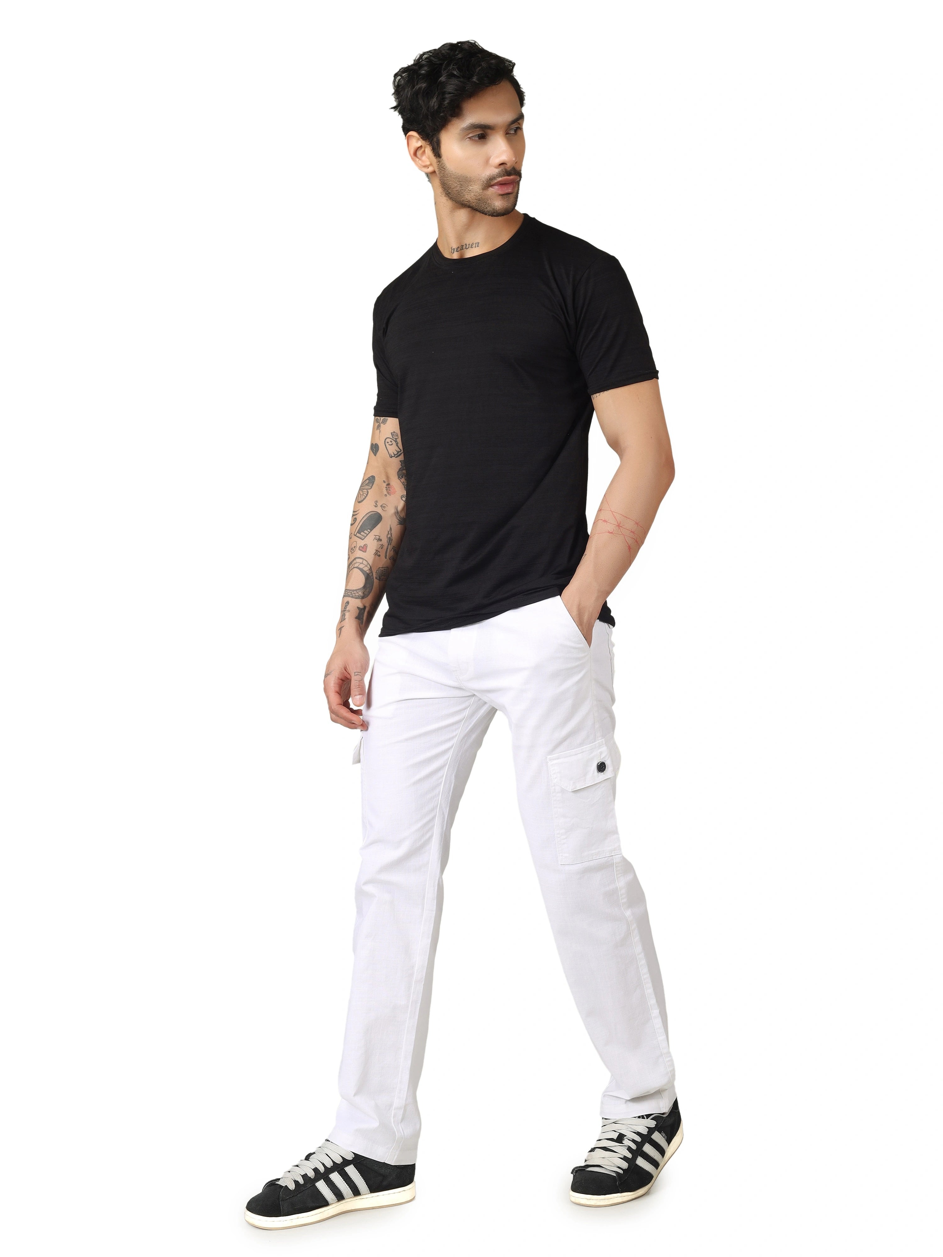 Linen Cargo Relaxed Fit - White