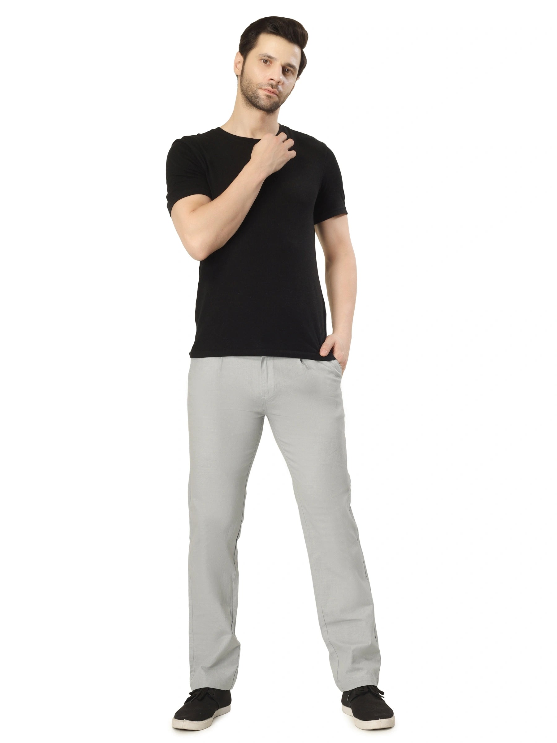 inen Draw-String Comfort Fit Stretchable Trouser – Foggy Grey