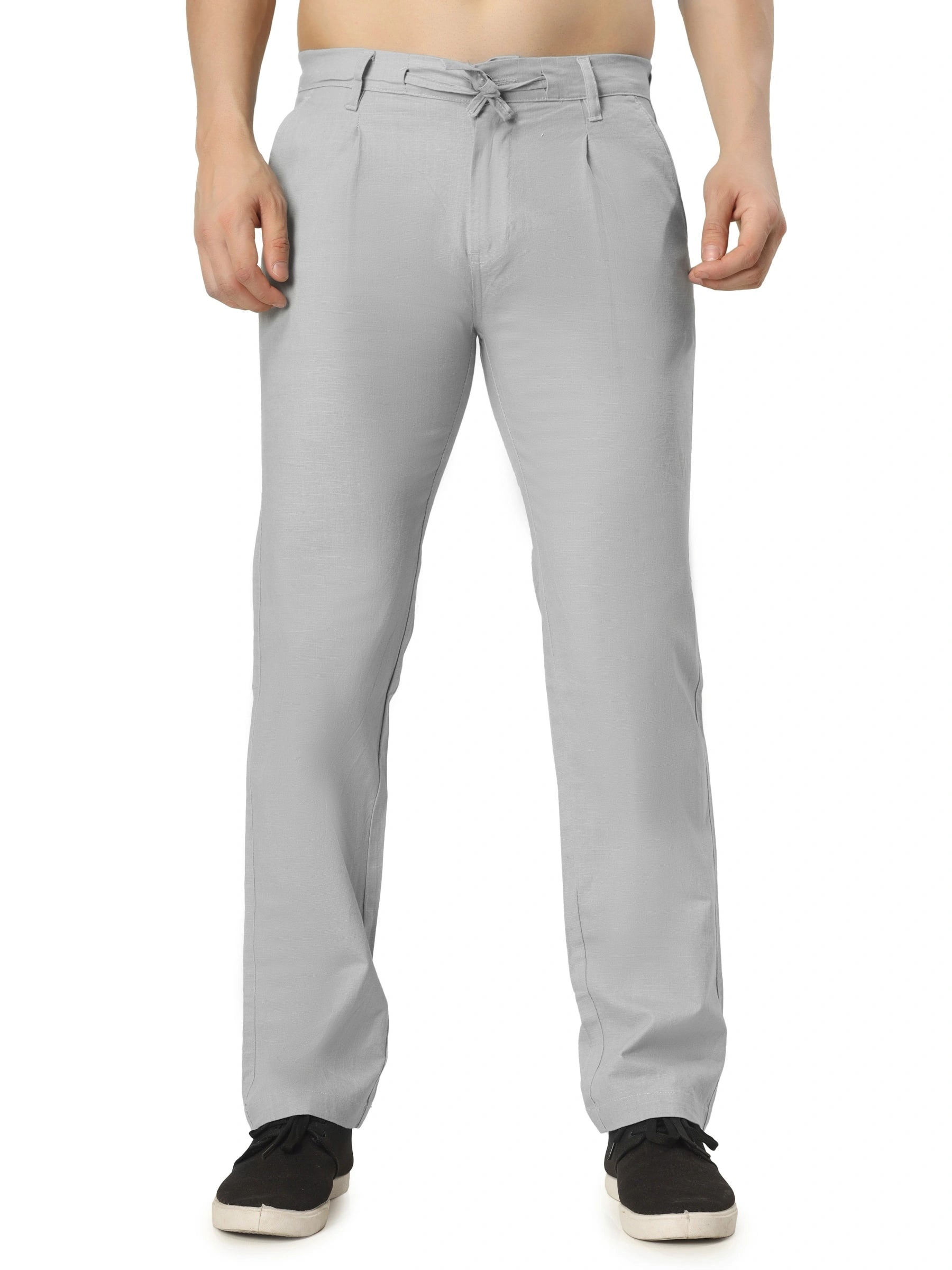 inen Draw-String Comfort Fit Stretchable Trouser – Foggy Grey
