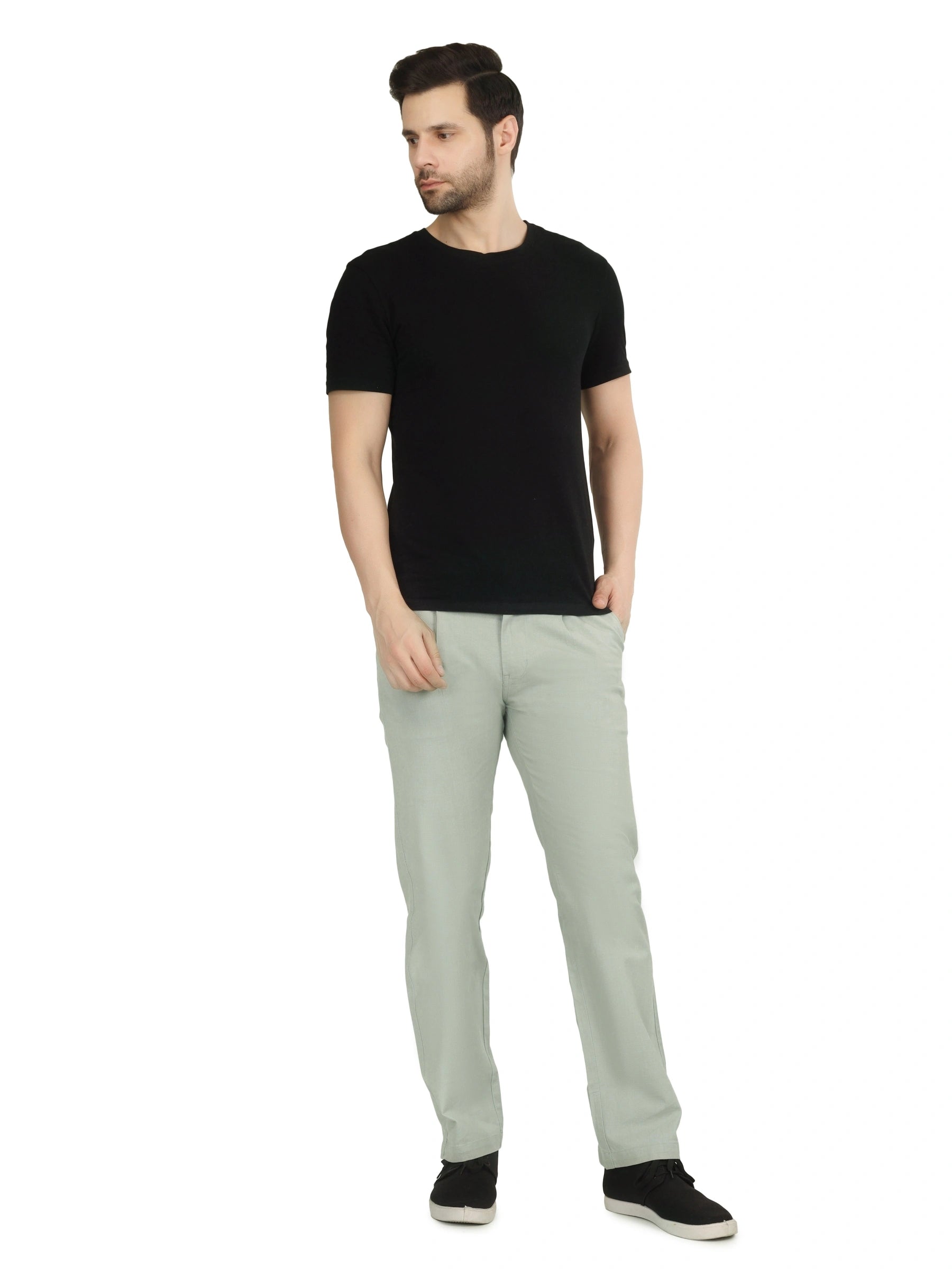 Linen Draw-String Comfort Fit Stretchable Trouser – Sage Green