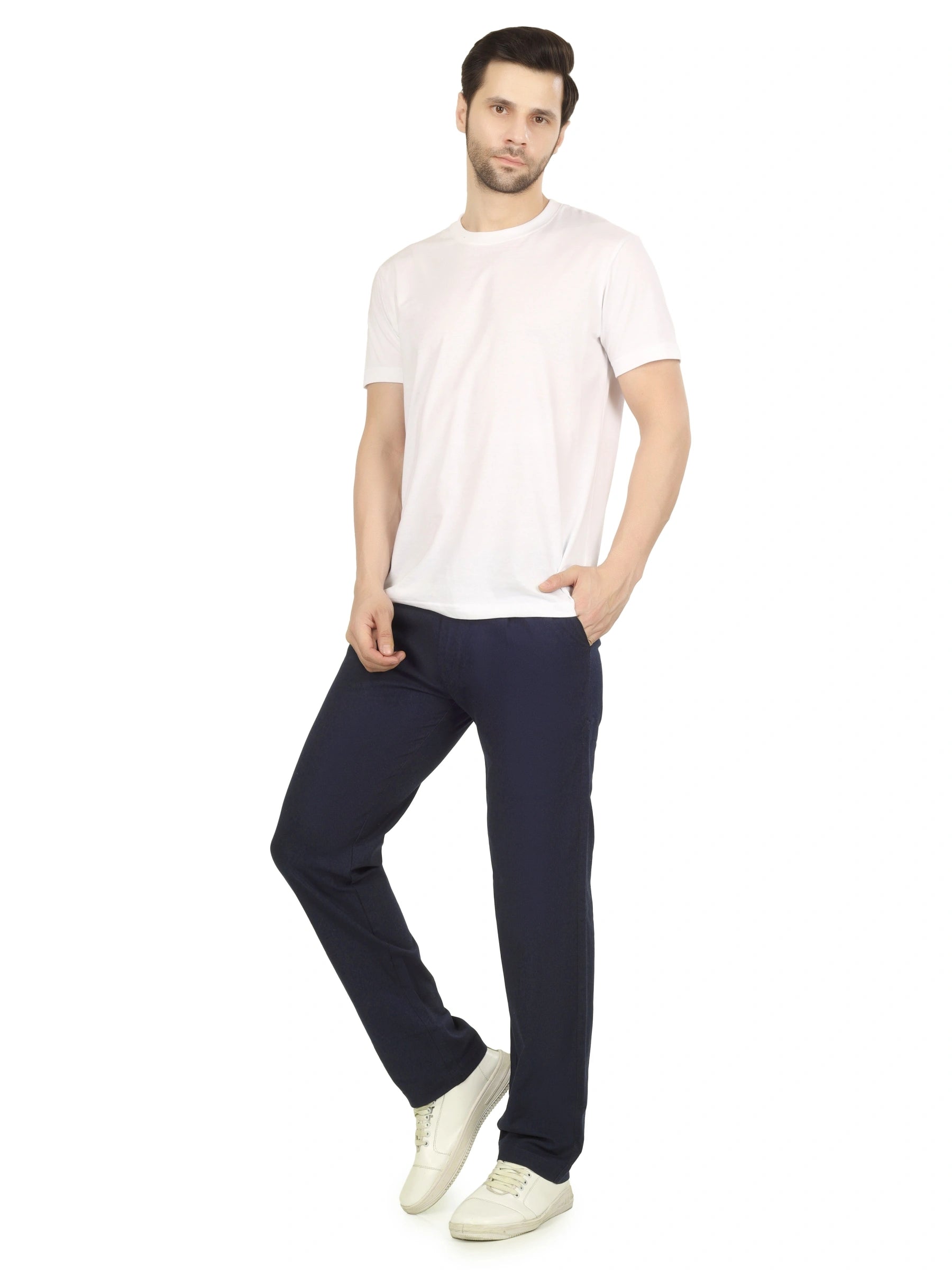 Linen Draw-String Comfort Fit Stretchable Trouser – Thunder Blue