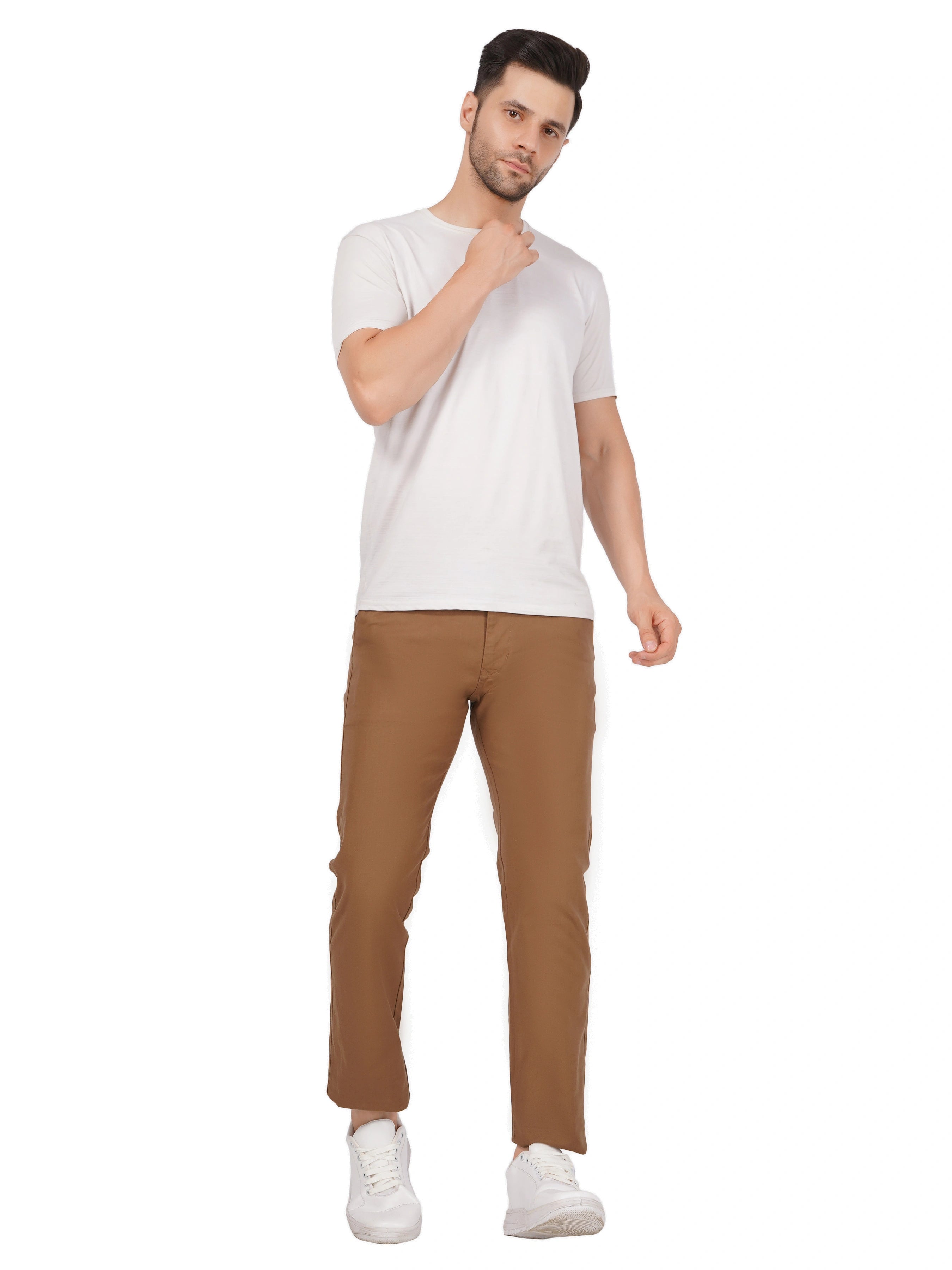 Linen Regular Fit Stretchable Trouser – Brown Bear
