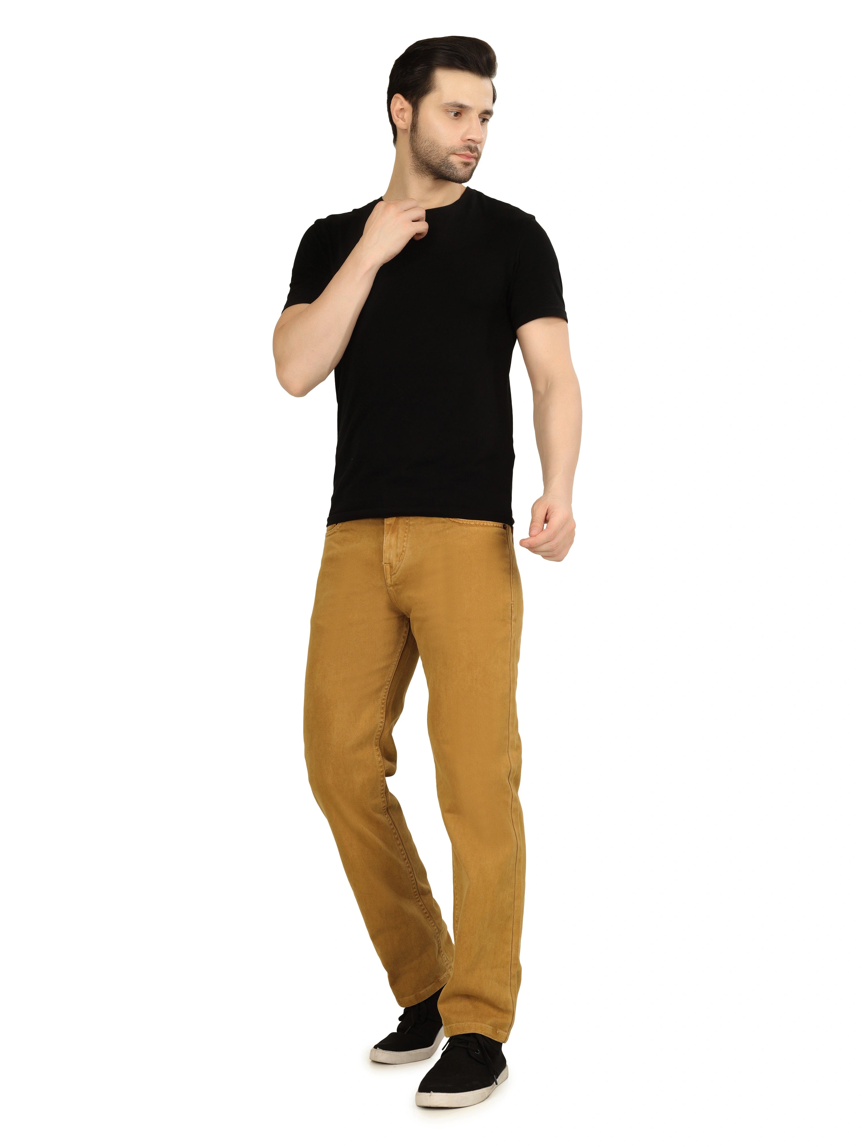 Men’s Relaxed Fit Stretchable Jeans - Desert Camel