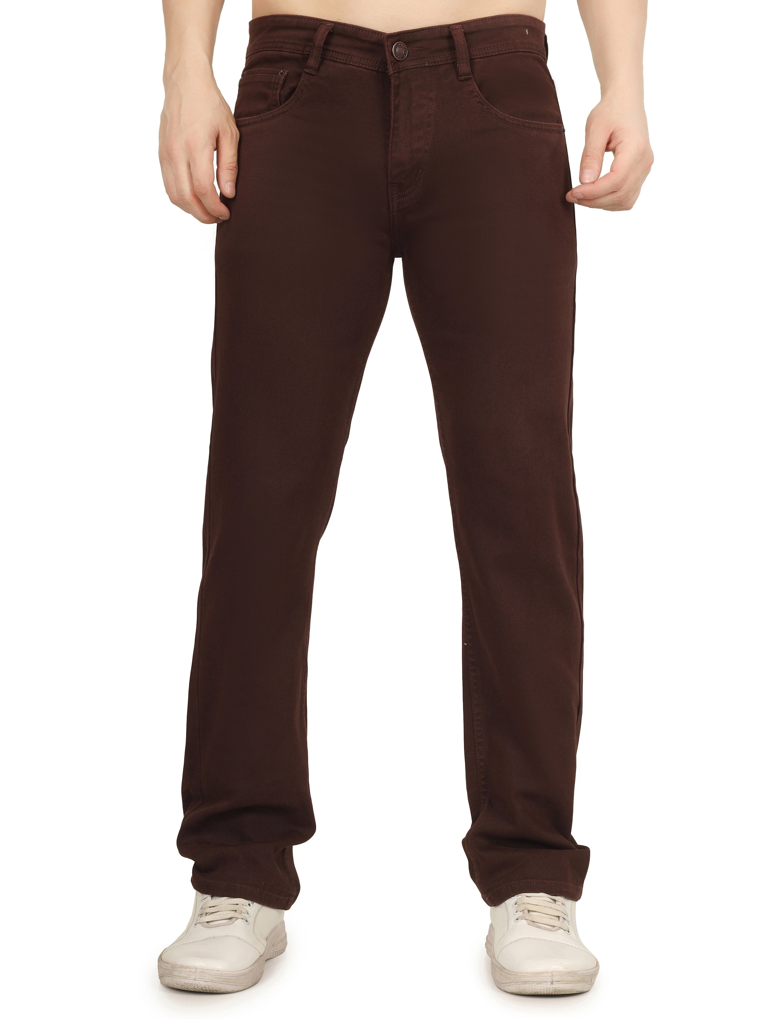 Men’s Relaxed Fit Stretchable Jeans - Mocha Brown