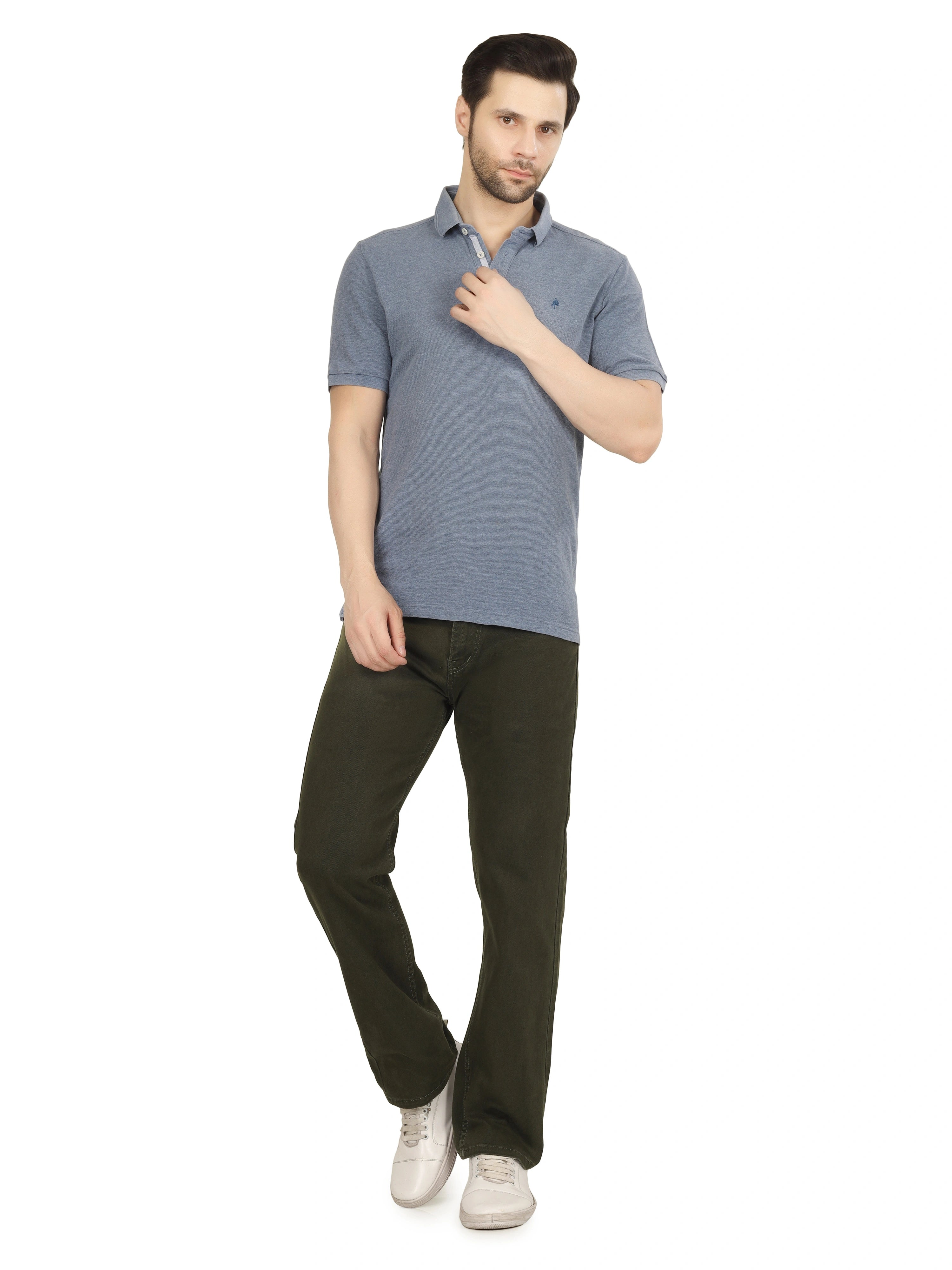 Men’s Relaxed Fit Stretchable Jeans - Forest Olive