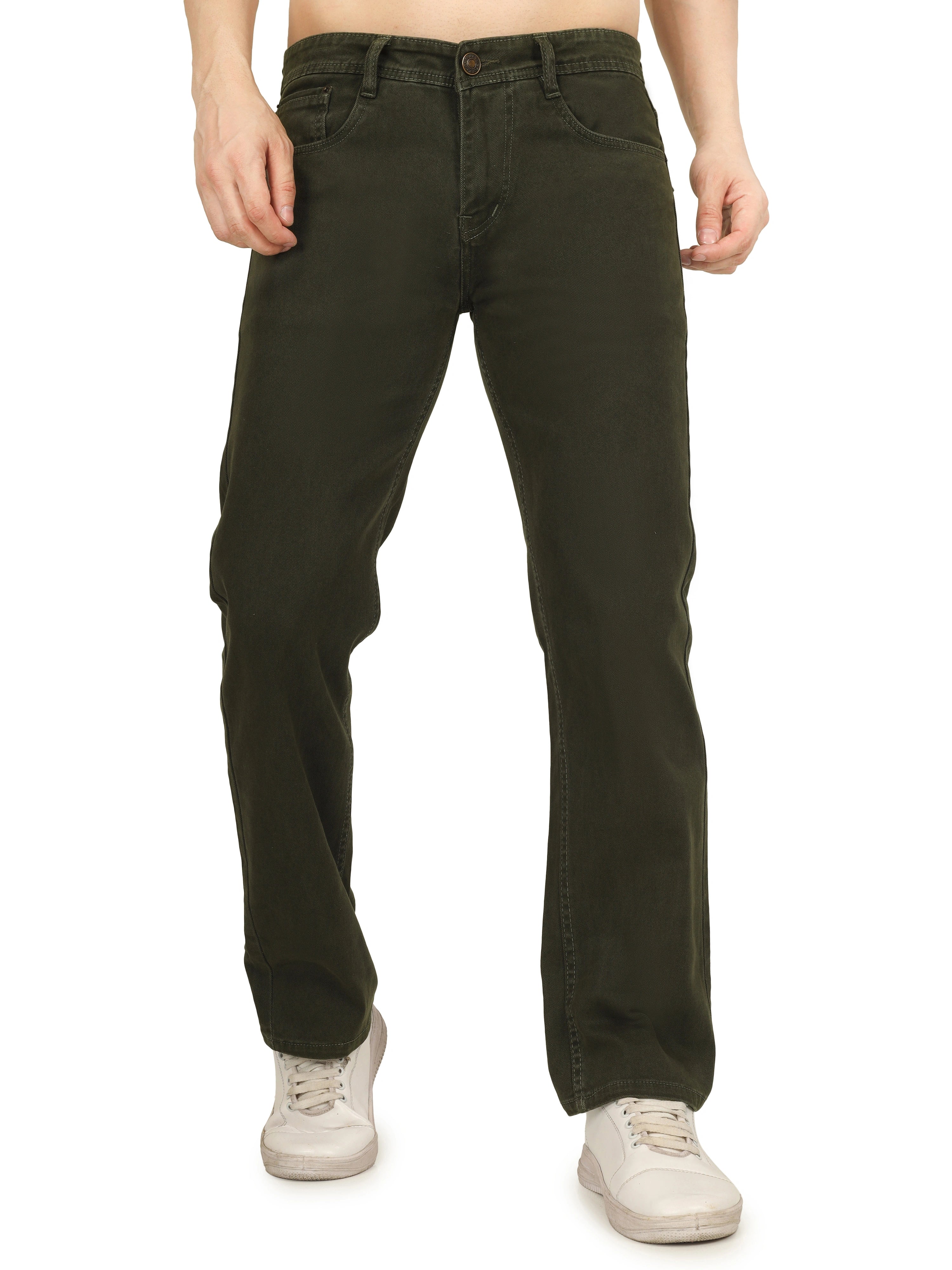 Men’s Relaxed Fit Stretchable Jeans - Forest Olive