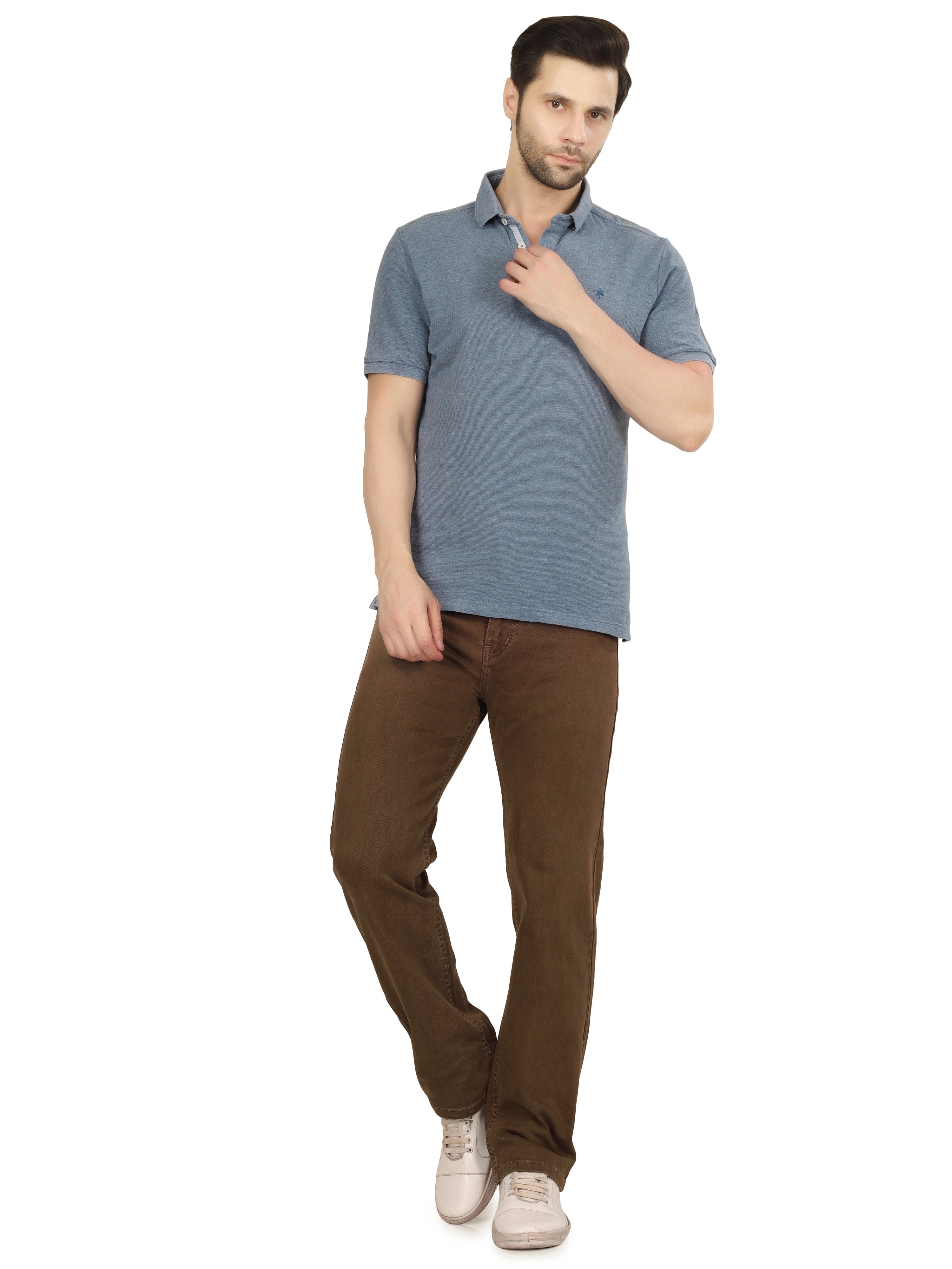 Men’s Relaxed Fit Stretchable Jeans - Classic Khaki