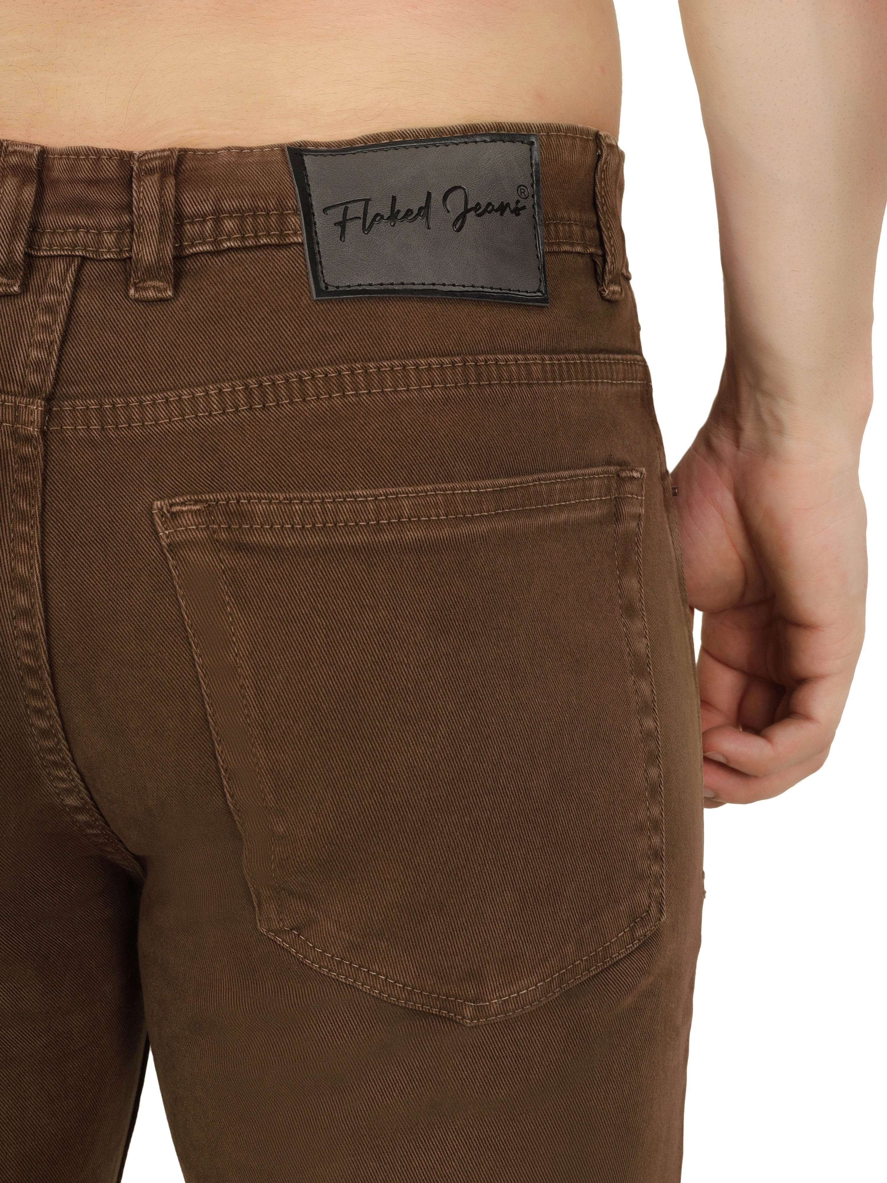 Men’s Relaxed Fit Stretchable Organic Cotton Jeans - Classic Khaki - Flaked