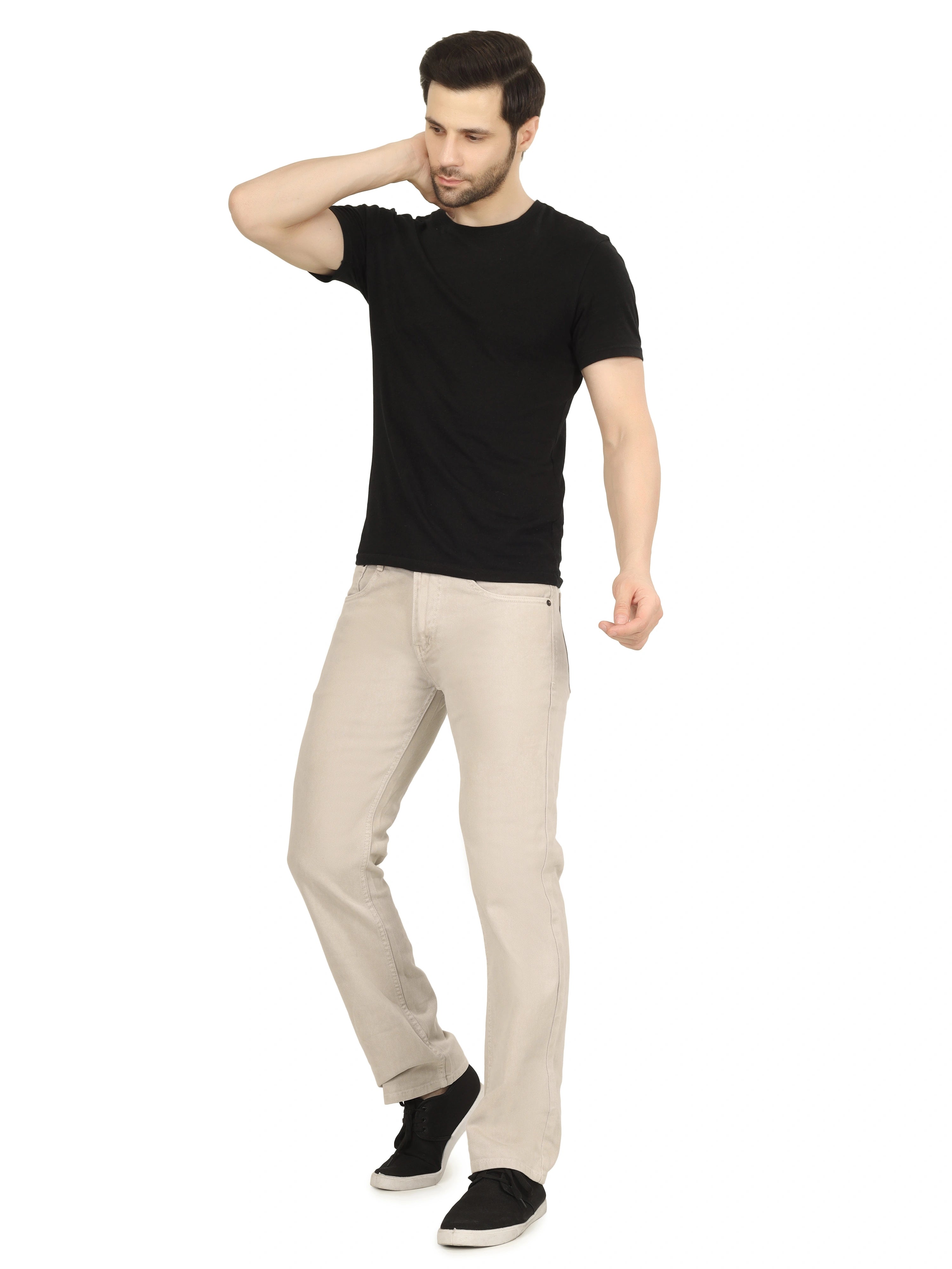 Men’s Relaxed Fit Stretchable Jeans - Warm Beige