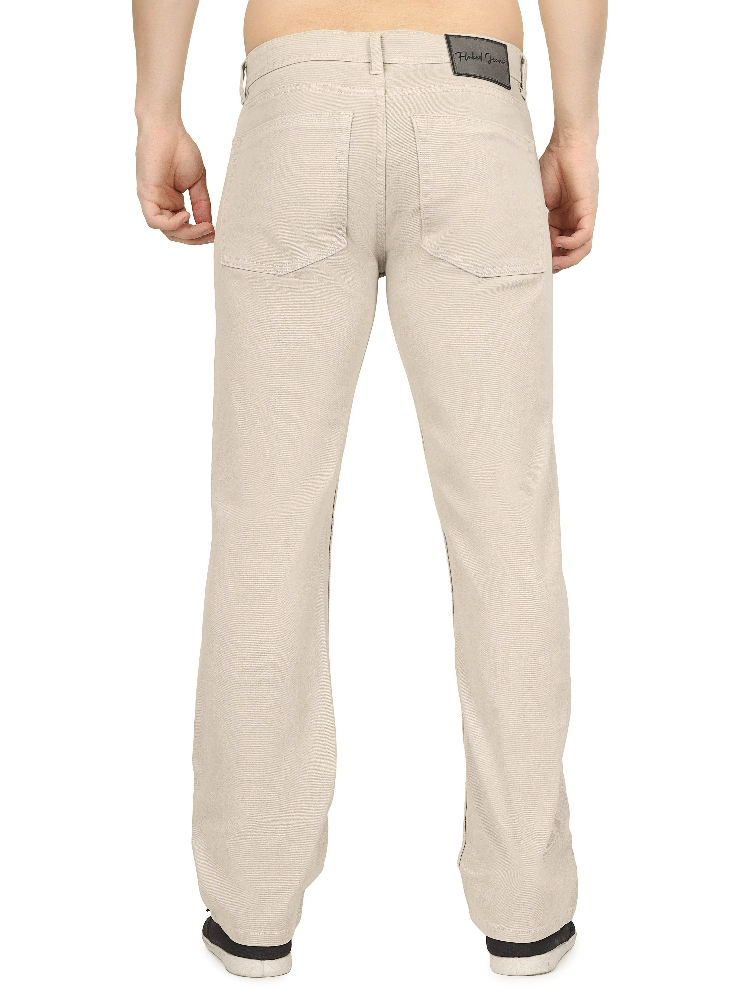 Men’s Relaxed Fit Stretchable Organic Cotton Jeans - Warm Beige - Flaked
