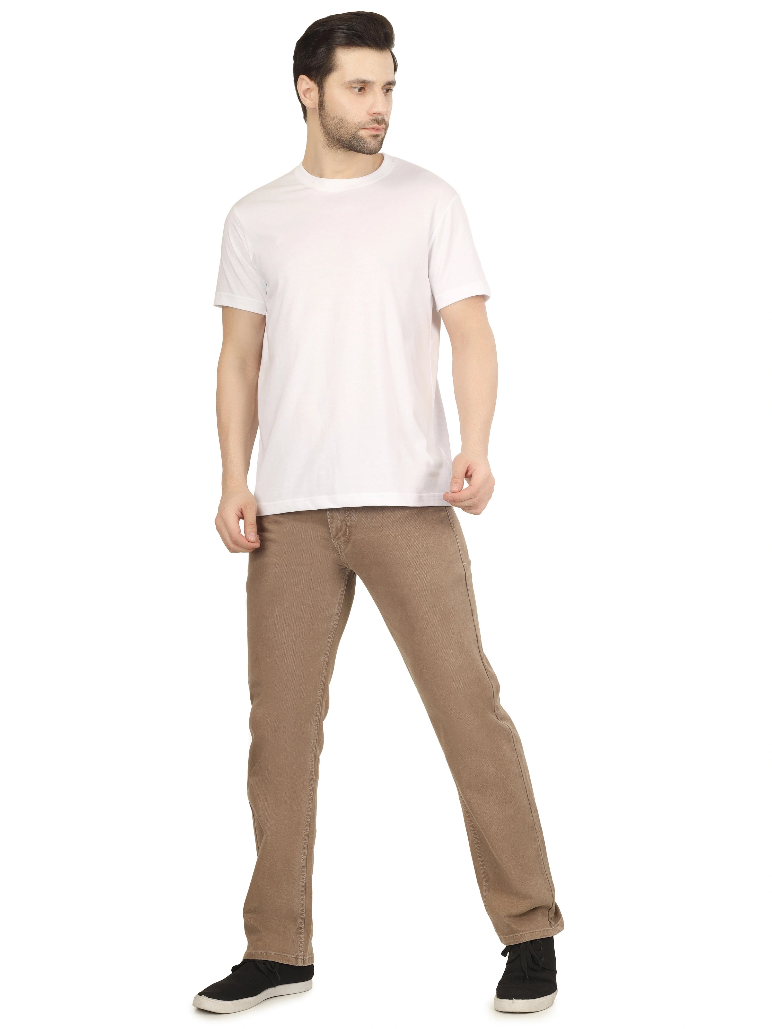 Men’s Relaxed Fit Stretchable Jeans - Dust Khaki