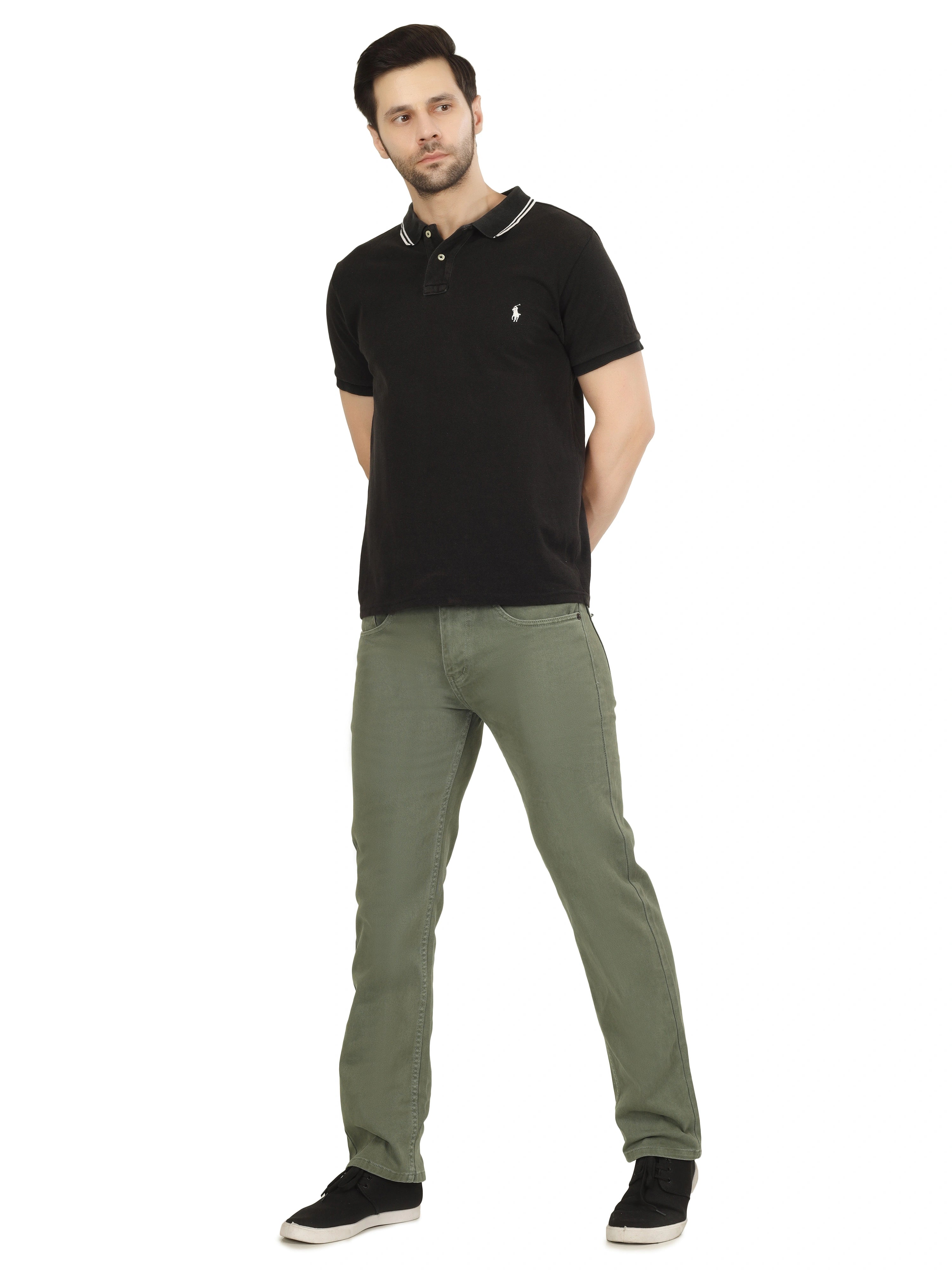 Men’s Relaxed Fit Stretchable Jeans - Sage Green