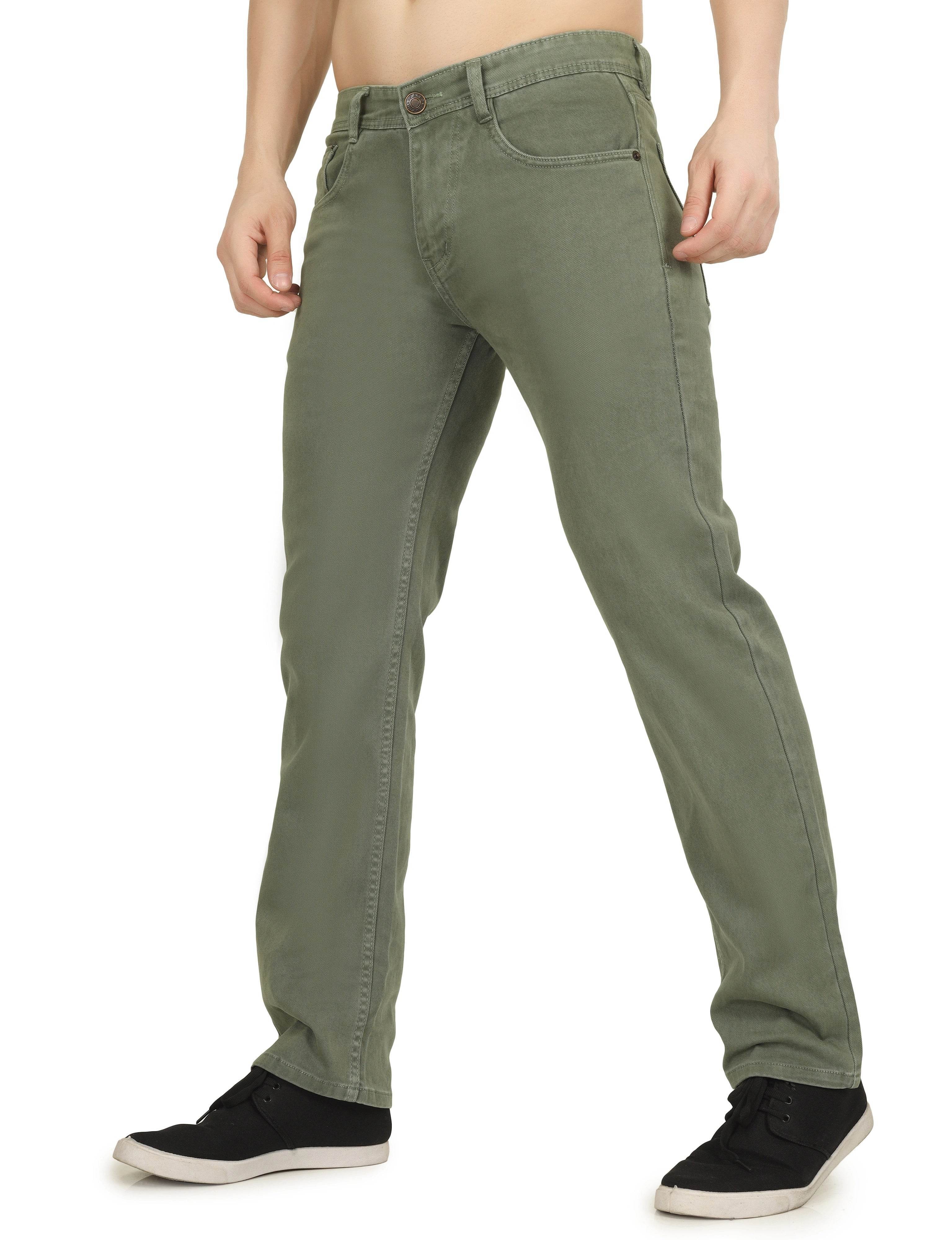 Men’s Relaxed Fit Stretchable Organic Cotton Jeans - Sage Green - Flaked