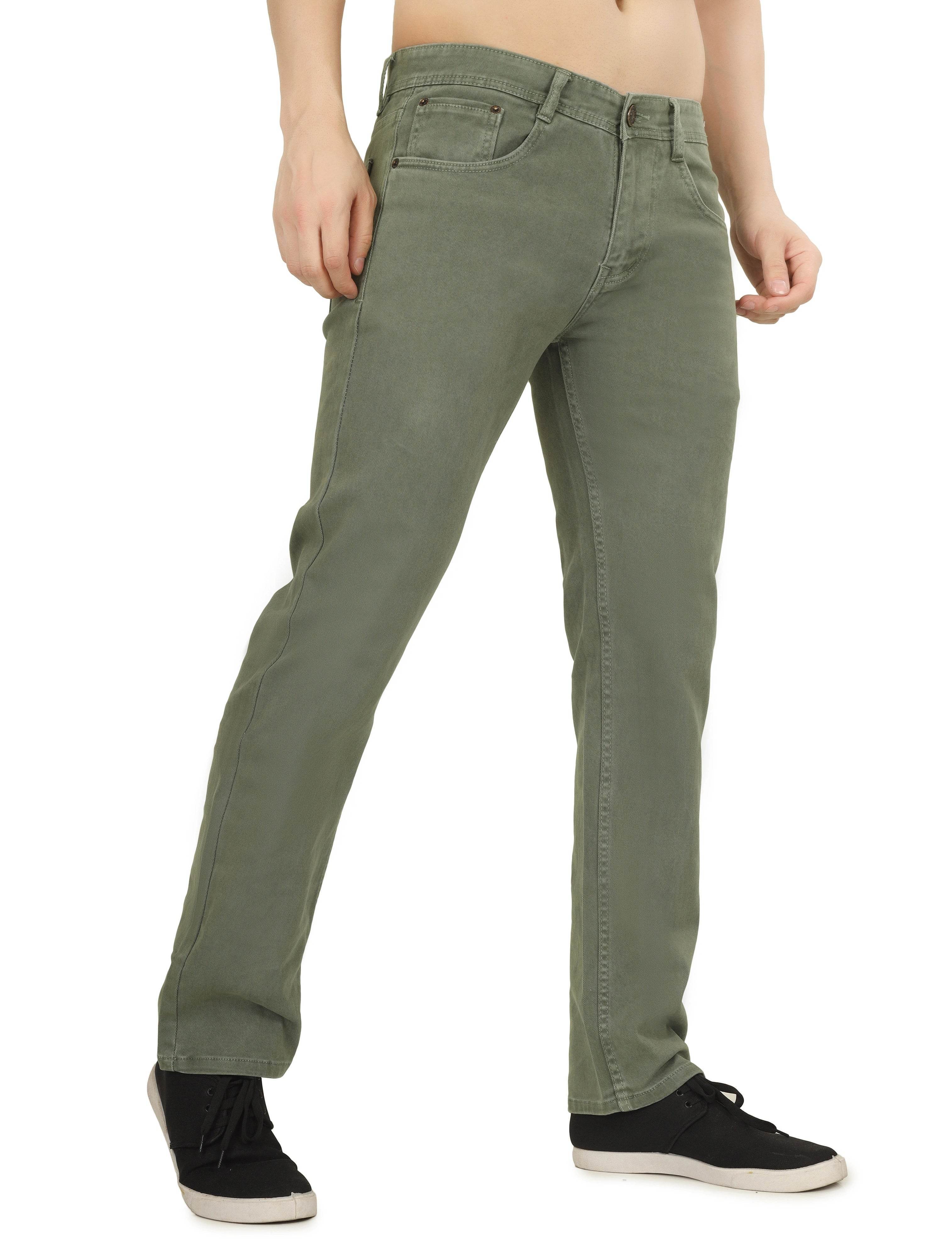 Men’s Relaxed Fit Stretchable Organic Cotton Jeans - Sage Green - Flaked