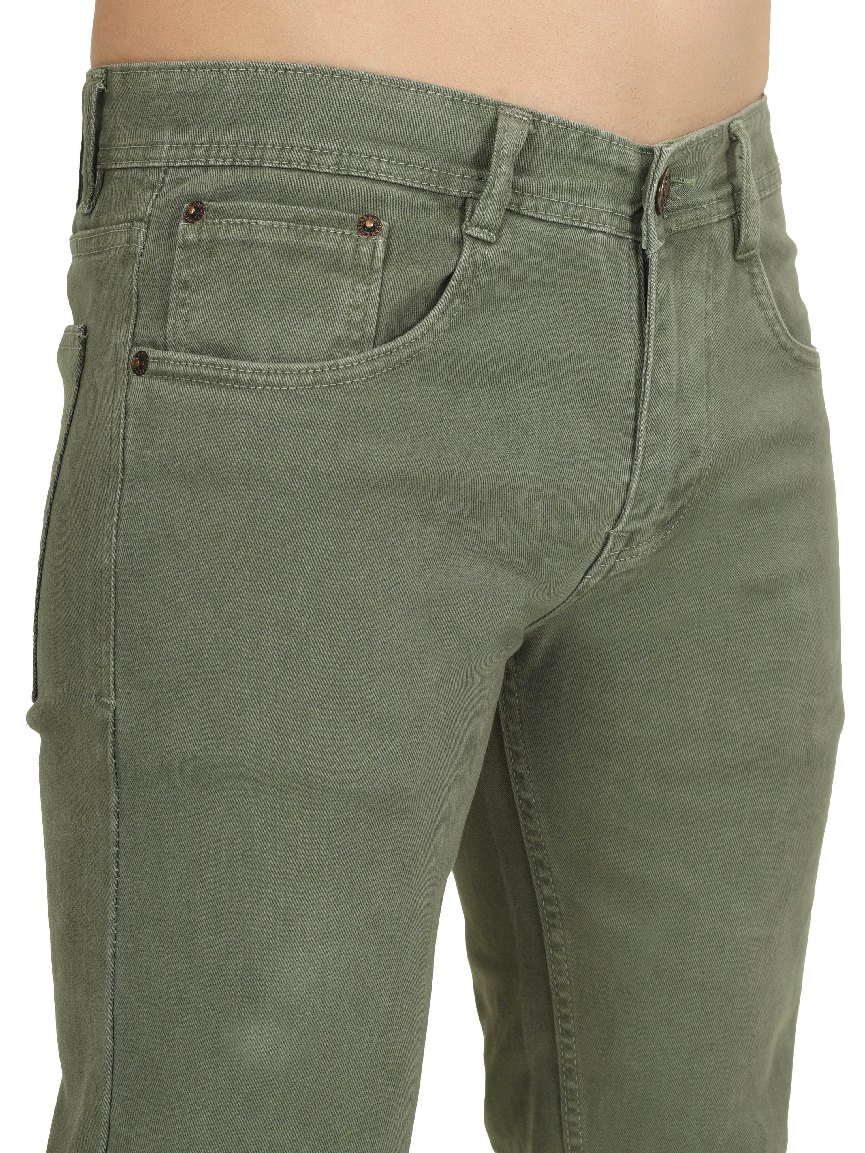 Men’s Relaxed Fit Stretchable Organic Cotton Jeans - Sage Green - Flaked