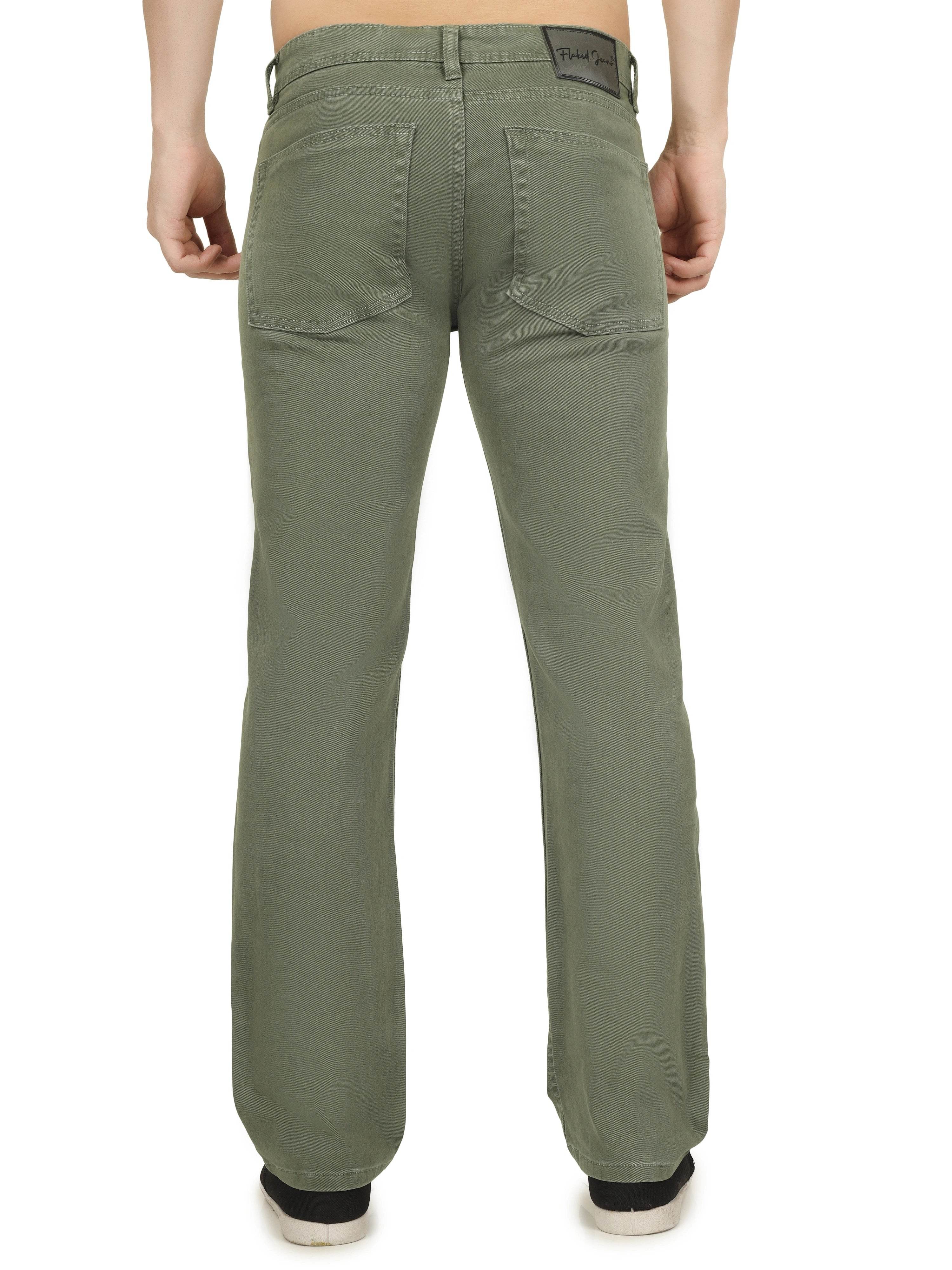 Men’s Relaxed Fit Stretchable Organic Cotton Jeans - Sage Green - Flaked