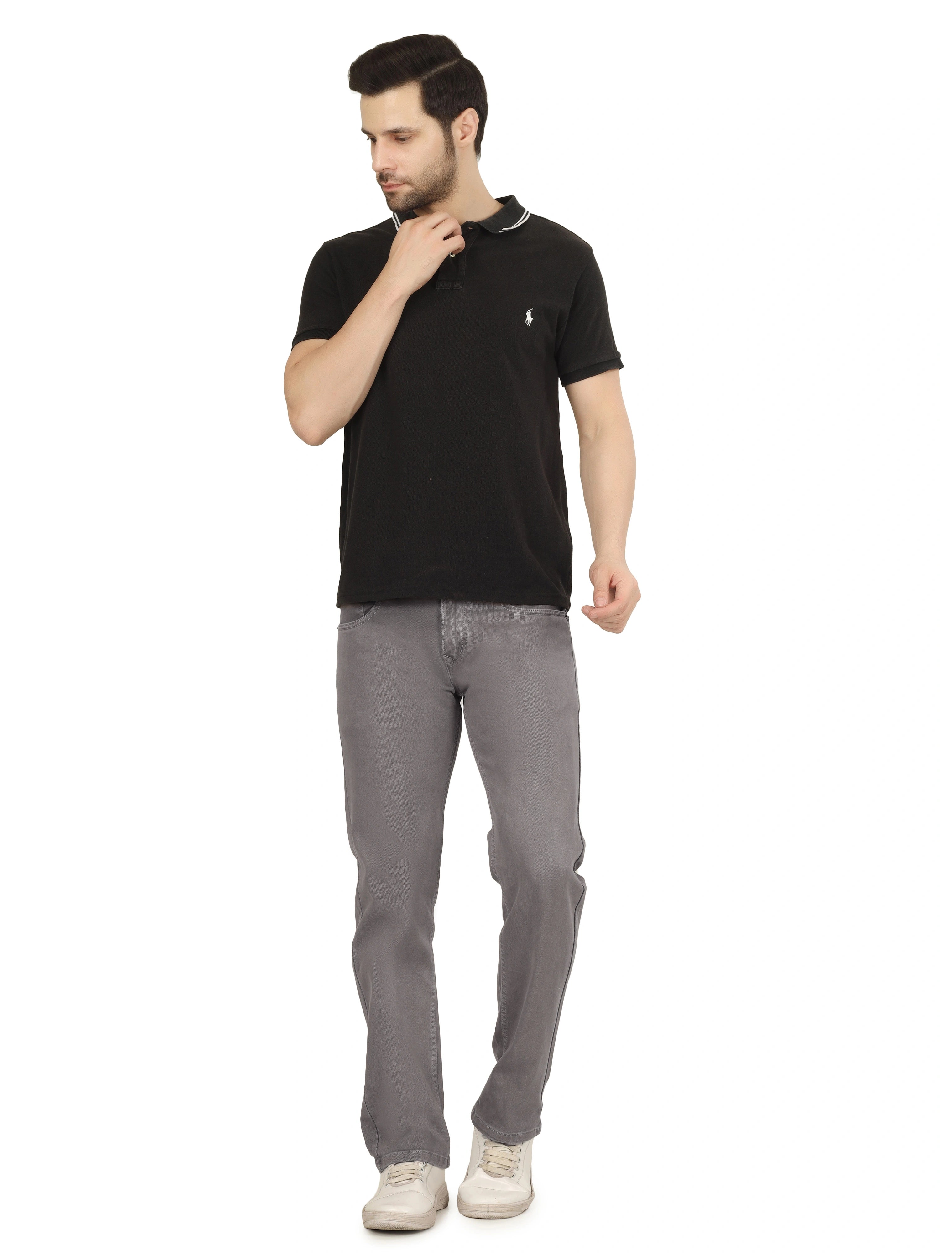 Men’s Relaxed Fit Stretchable Jeans - Stone Smoke