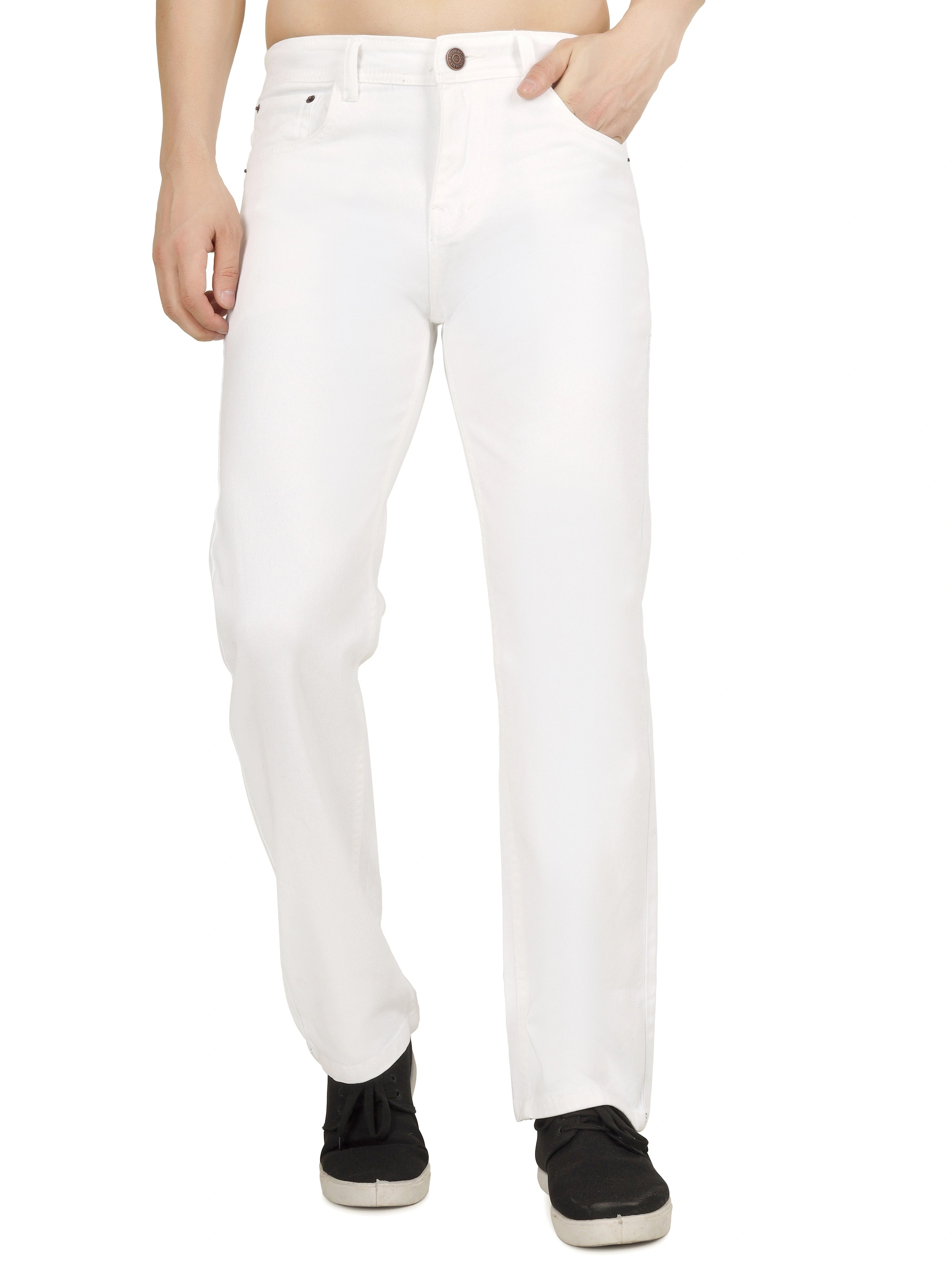 Men’s Relaxed Fit Stretchable Jeans - White