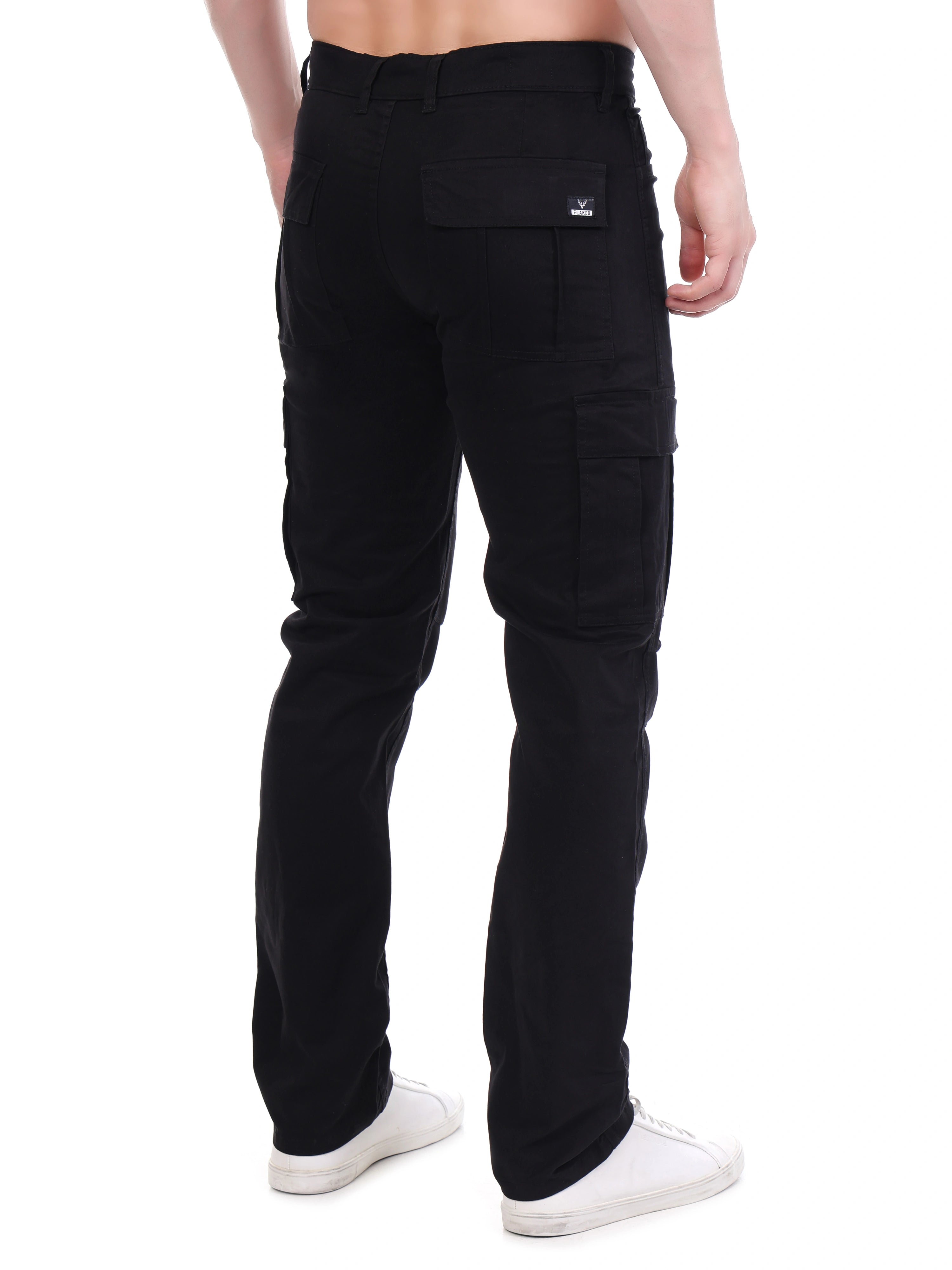 FLAKED Copenhagen Black Regular Fit Cotton Cargo
