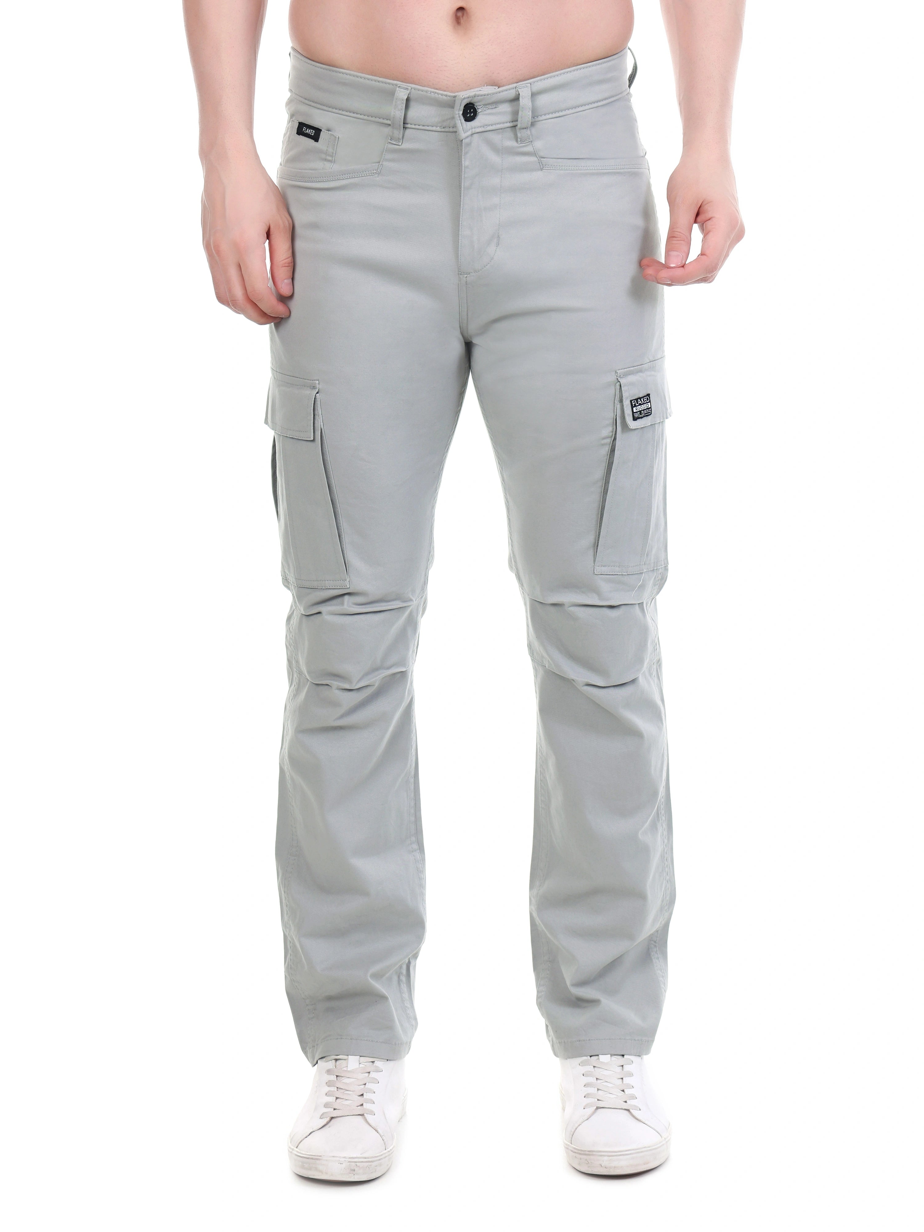 Flaked Copenhagen Frost Grey Regular Fit Cotton Cargo