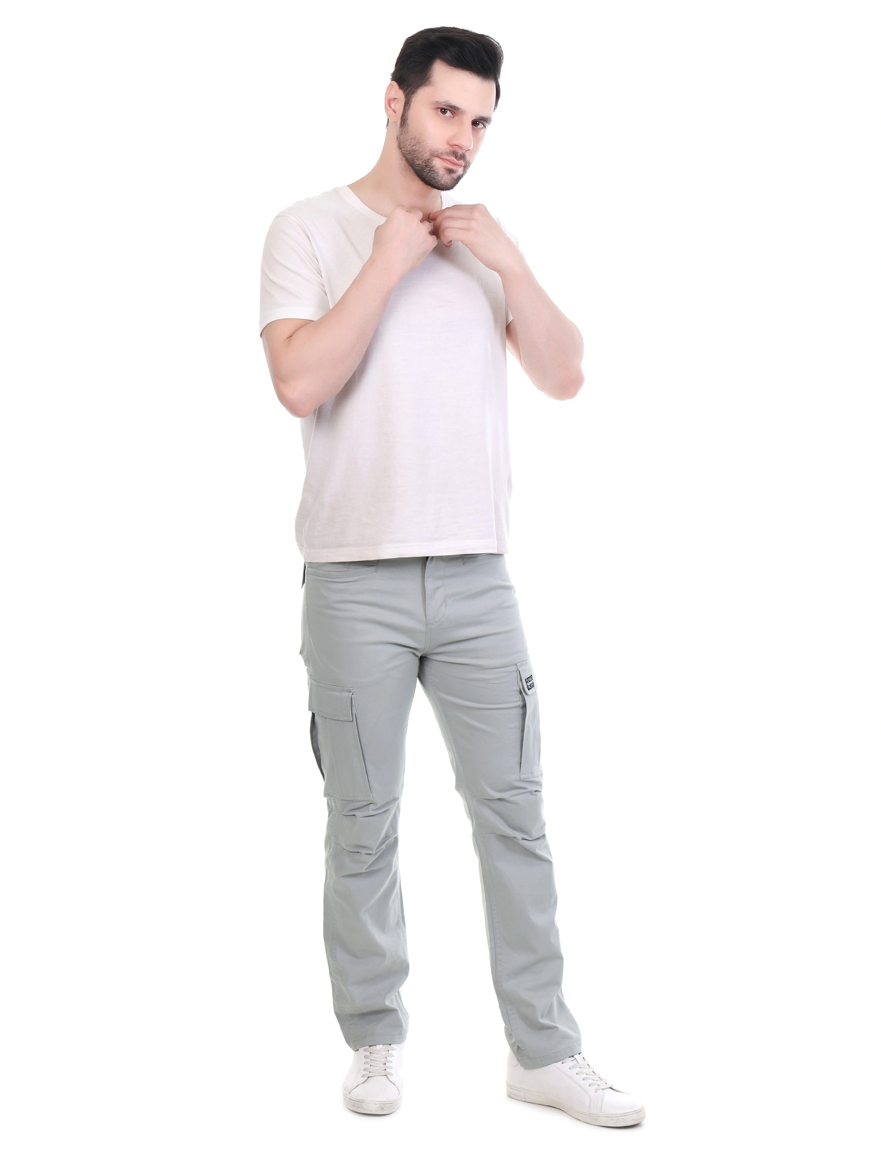 Flaked Copenhagen Frost Grey Regular Fit Cotton Cargo