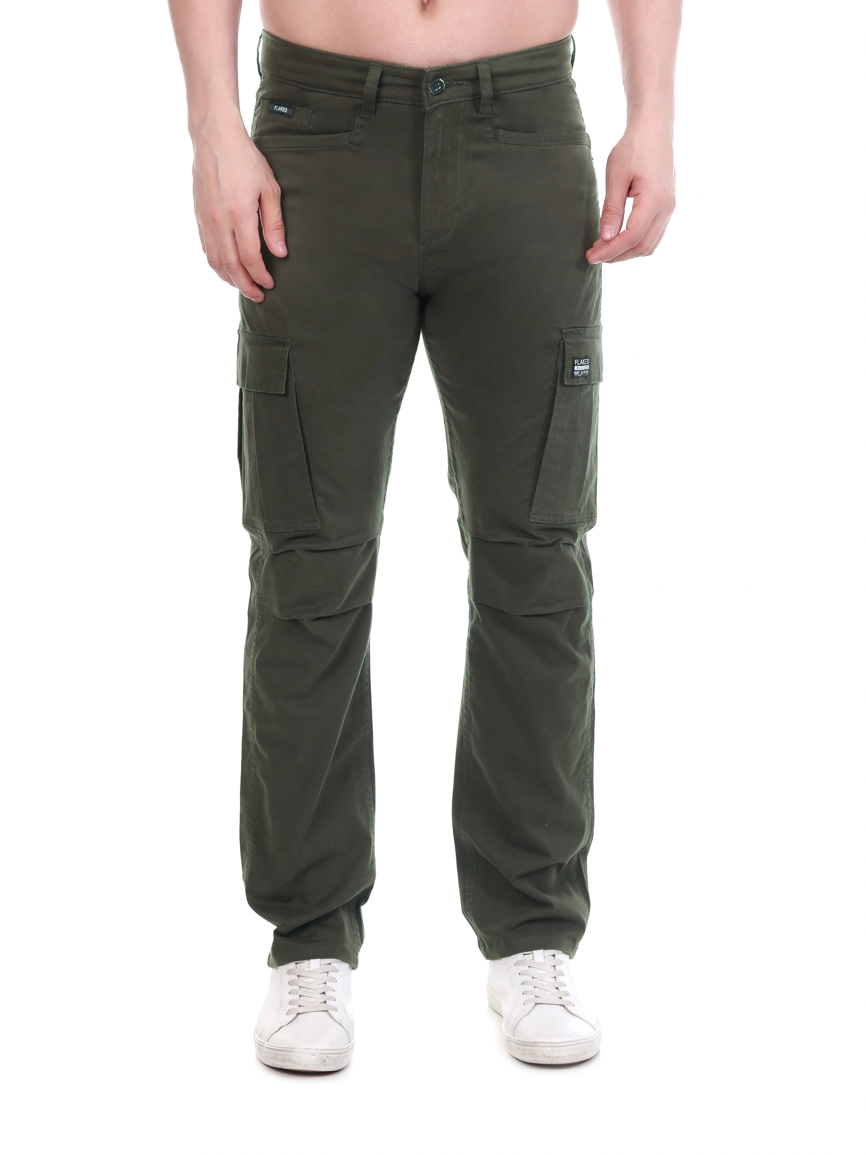 Flaked Copenhagen Olive Drab Regular Fit Cotton Cargo