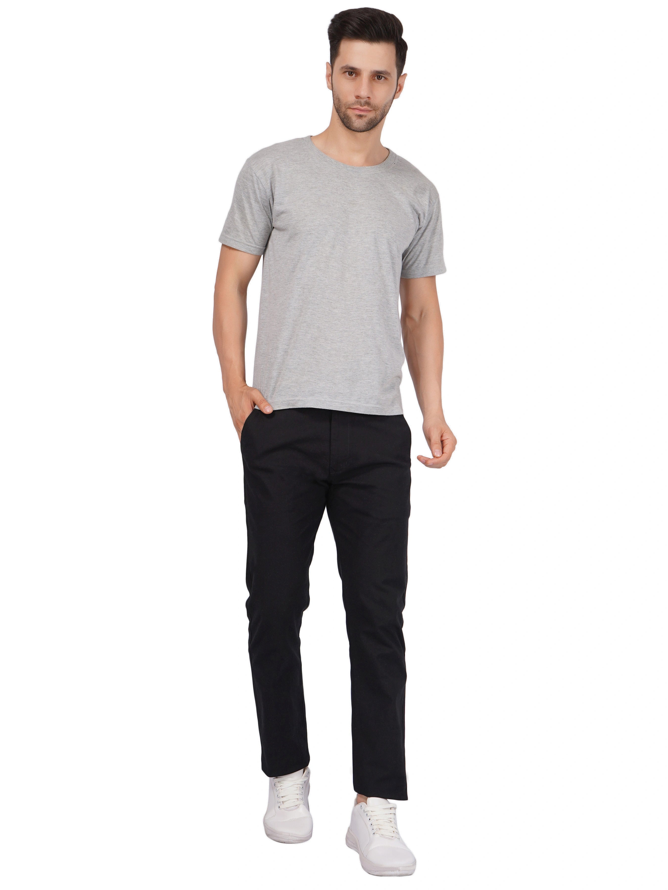 Linen Regular Fit Stretchable Trouser - Black