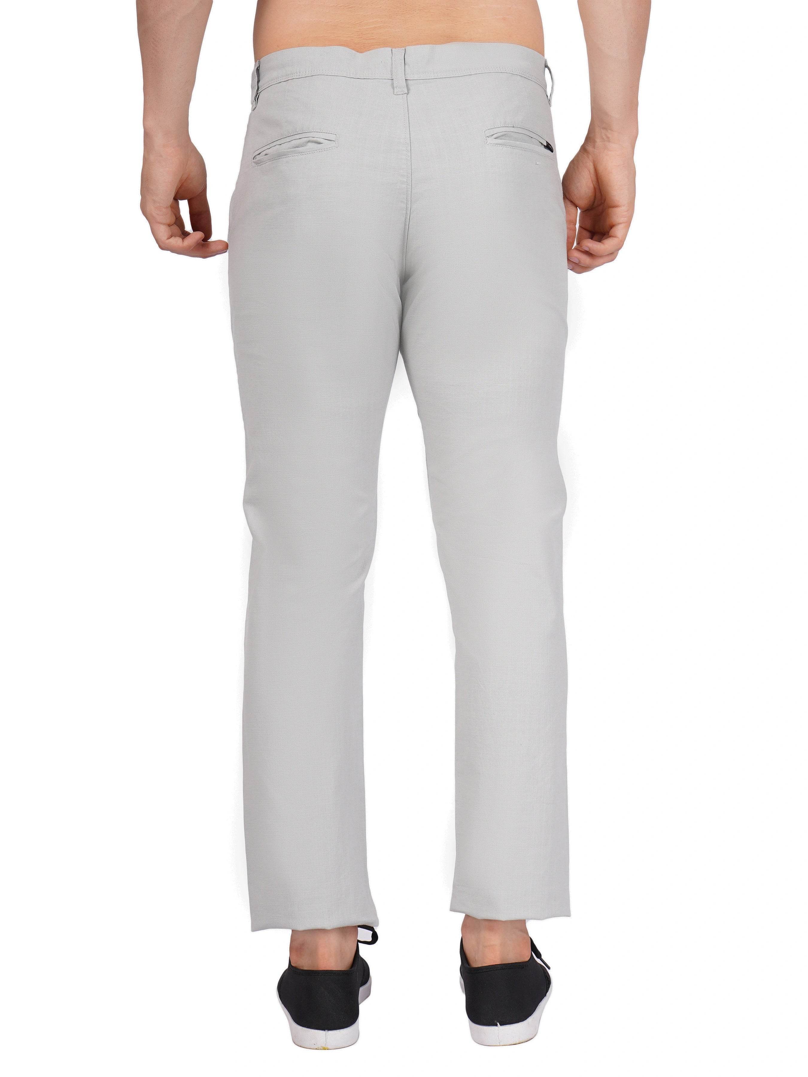 Linen Regular Fit Stretchable Trouser – Foggy Grey - Flaked