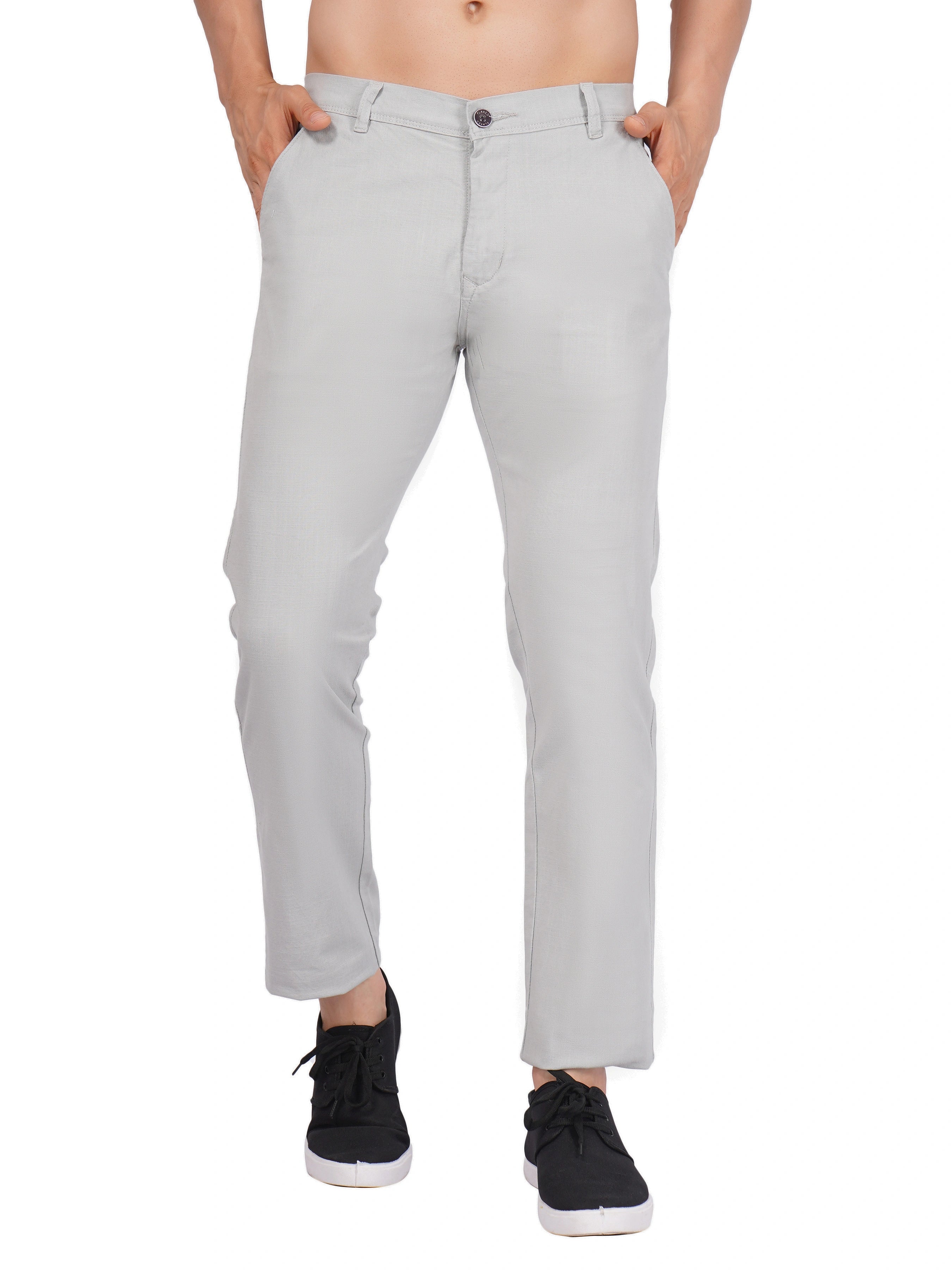 Linen Regular Fit Stretchable Trouser – Foggy Grey
