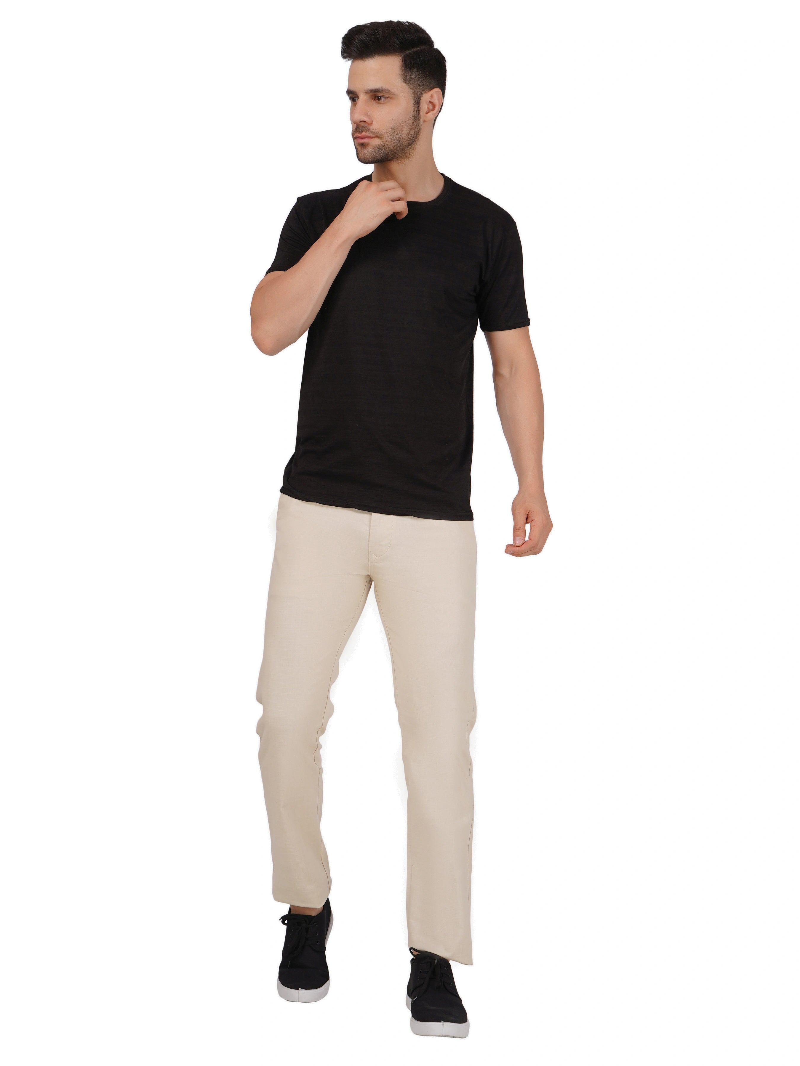 Linen Regular Fit Stretchable Trouser – Light Camel