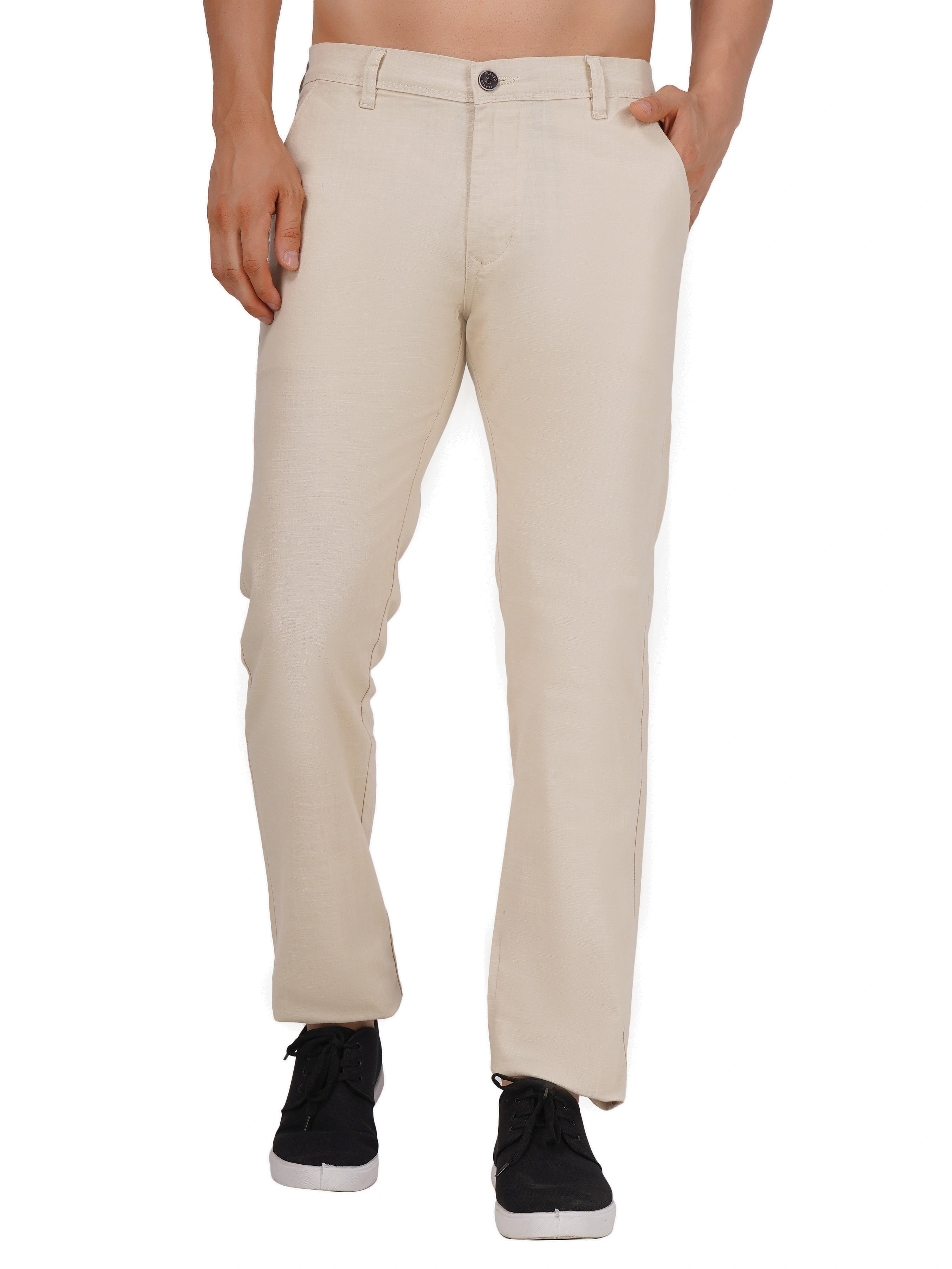Linen Regular Fit Stretchable Trouser – Light Camel