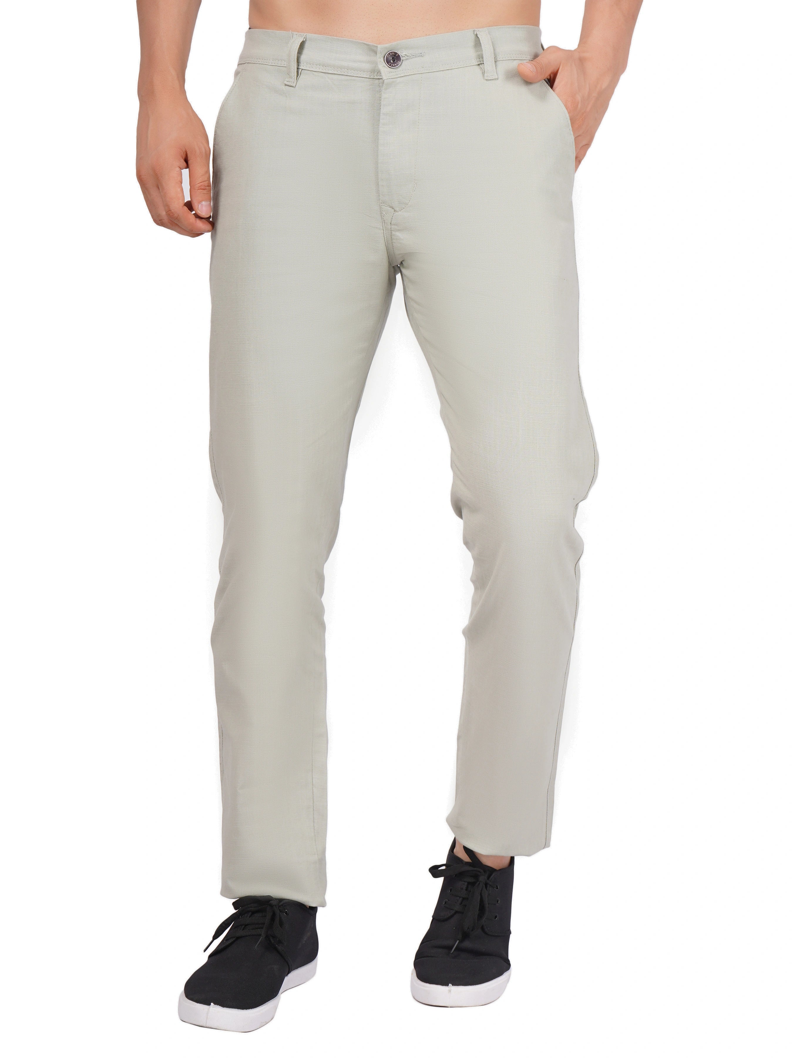 Linen Regular Fit Stretchable Trouser – Sage Green