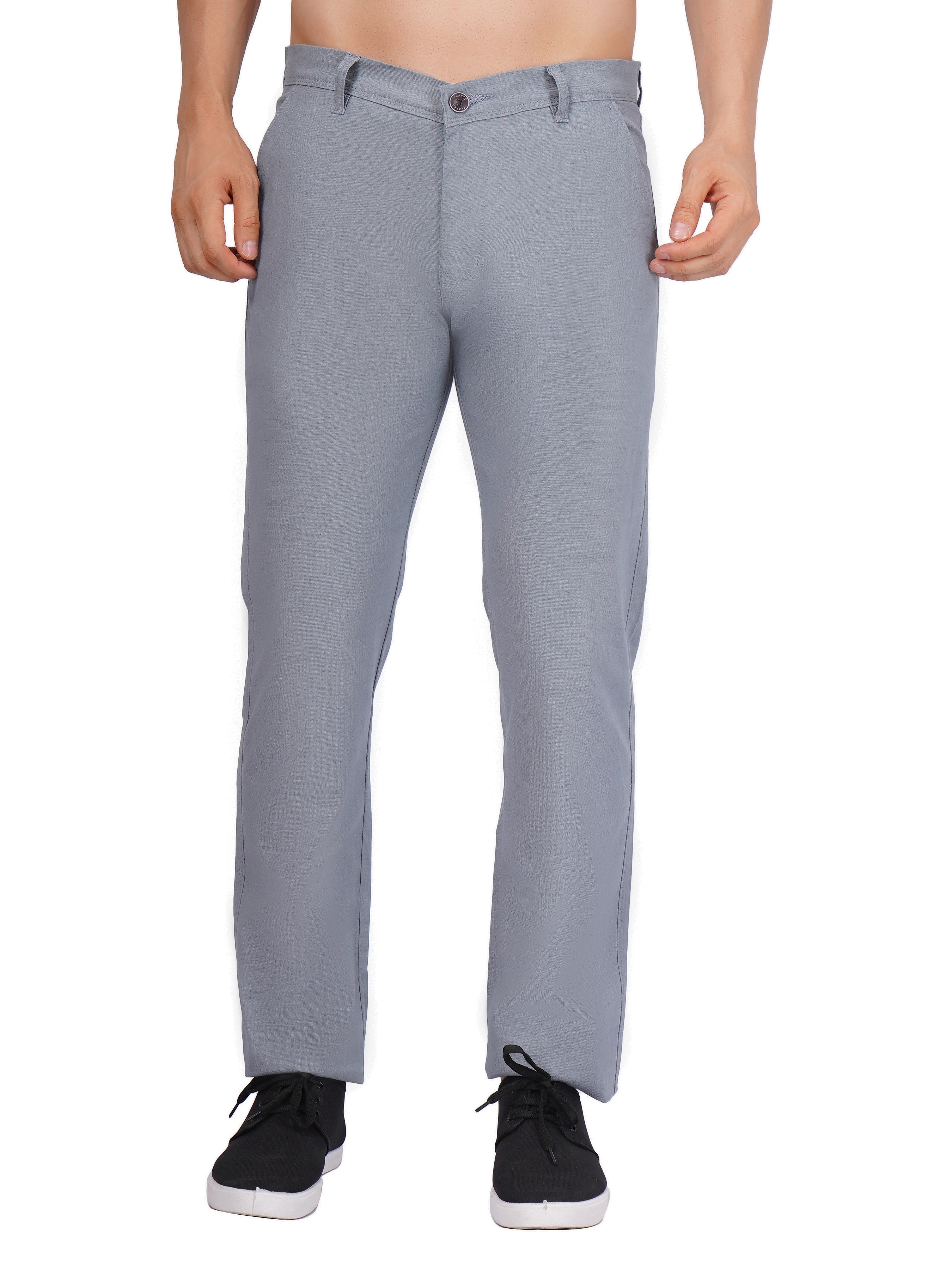 Linen Regular Fit Stretchable Trouser – Storm Grey