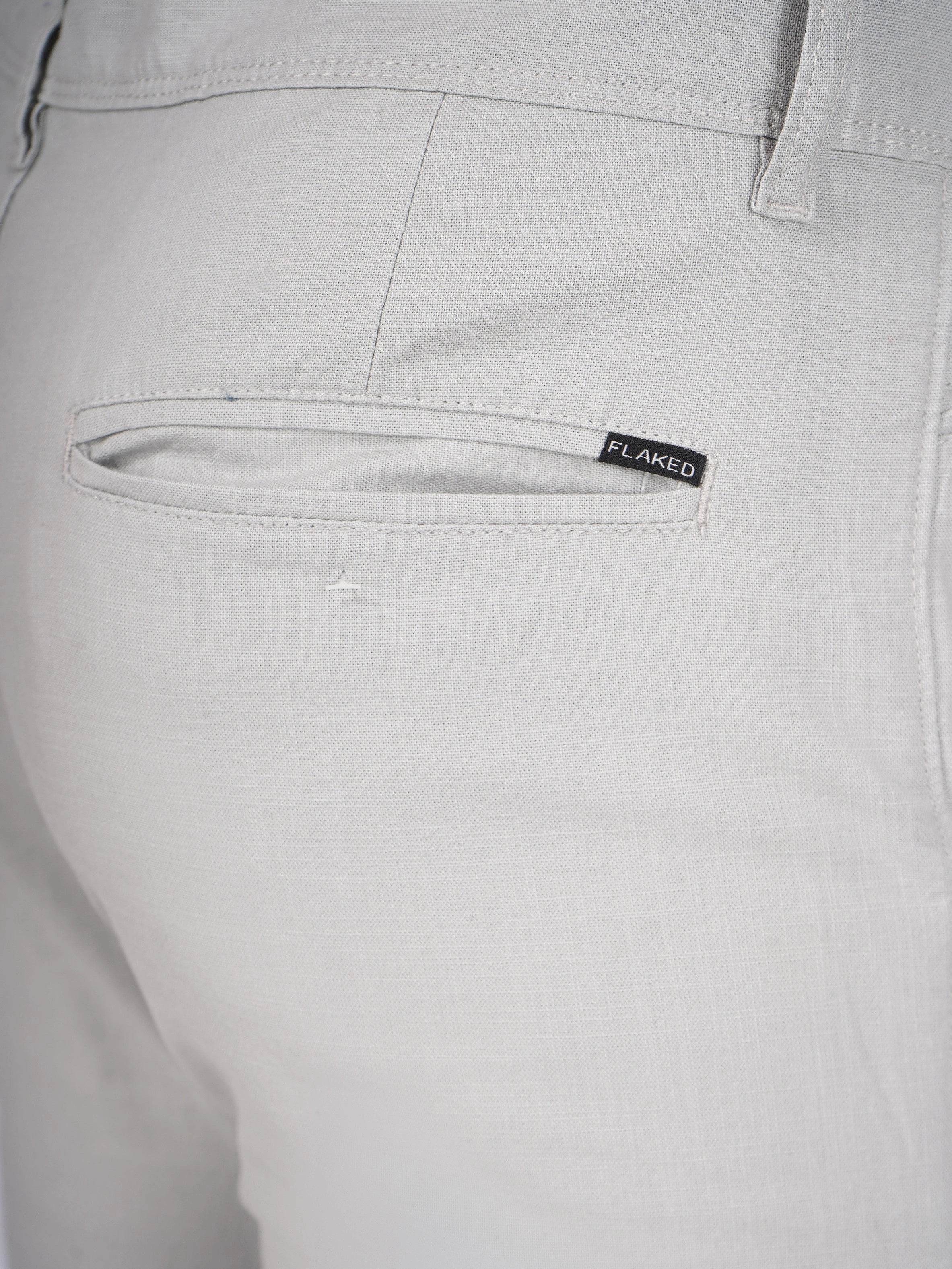 Linen Regular Fit Stretchable Trouser – Foggy Grey - Flaked