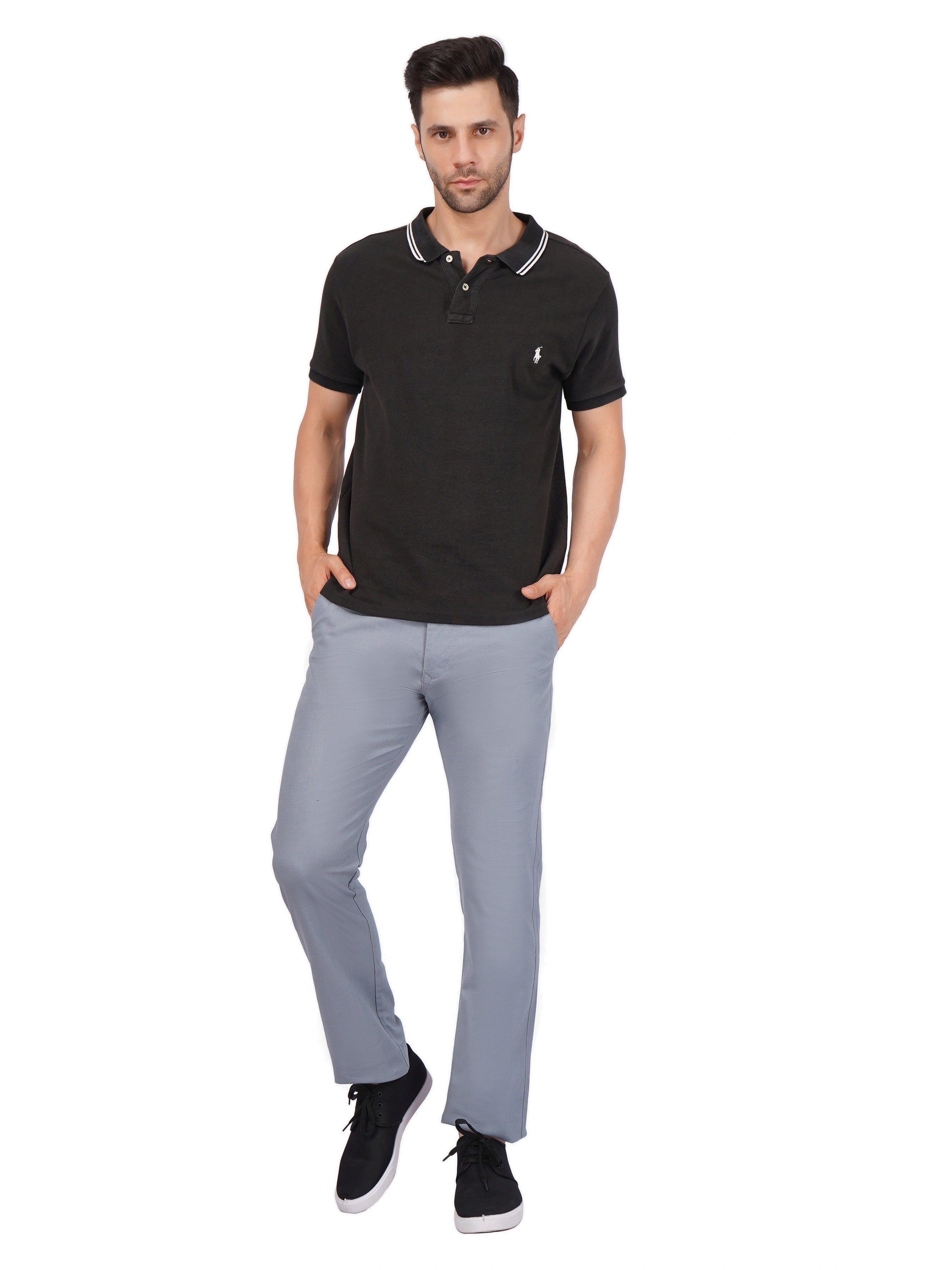 Linen Regular Fit Stretchable Trouser – Storm Grey