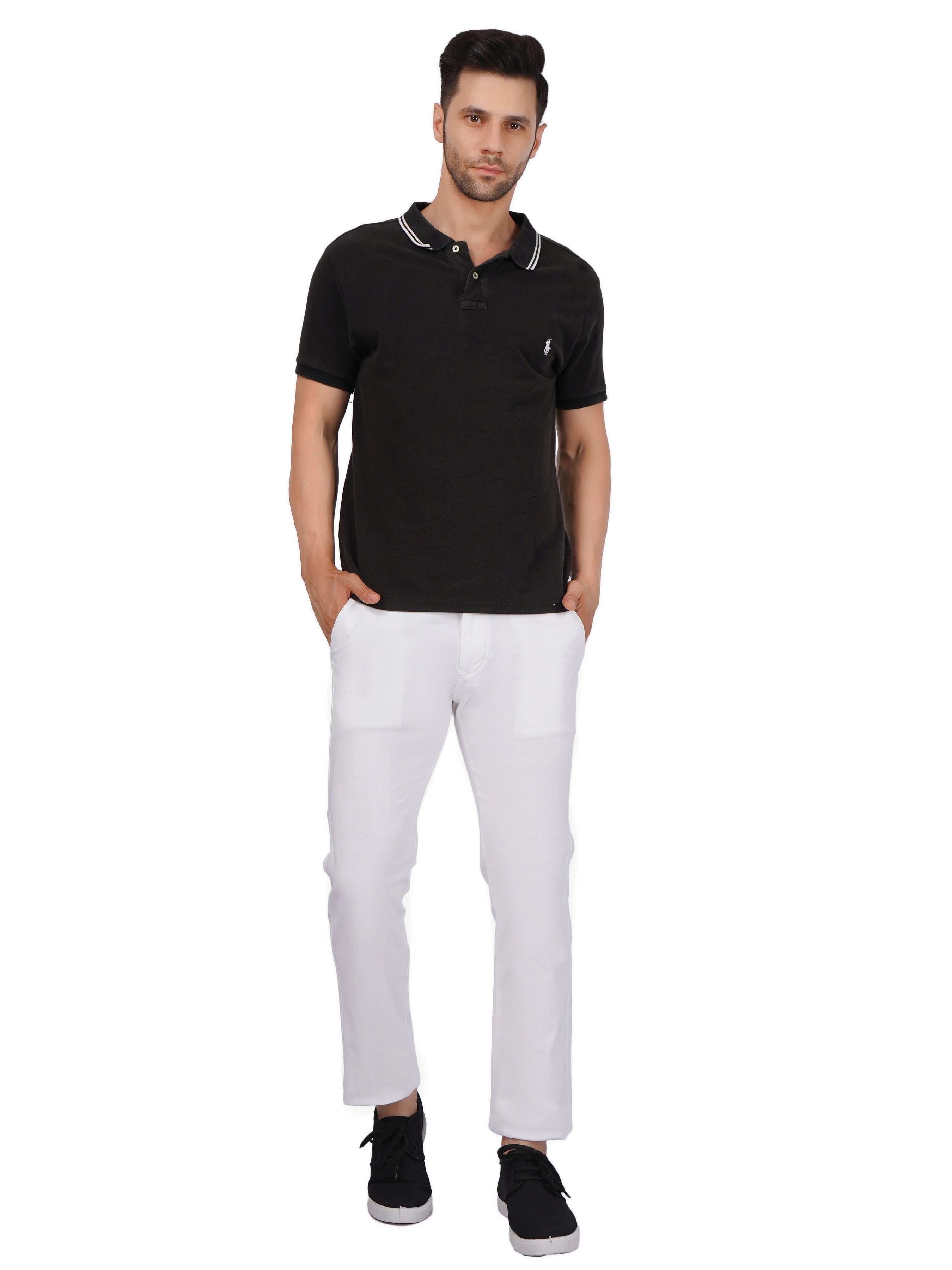 Linen Regular Fit Stretchable Trouser – White